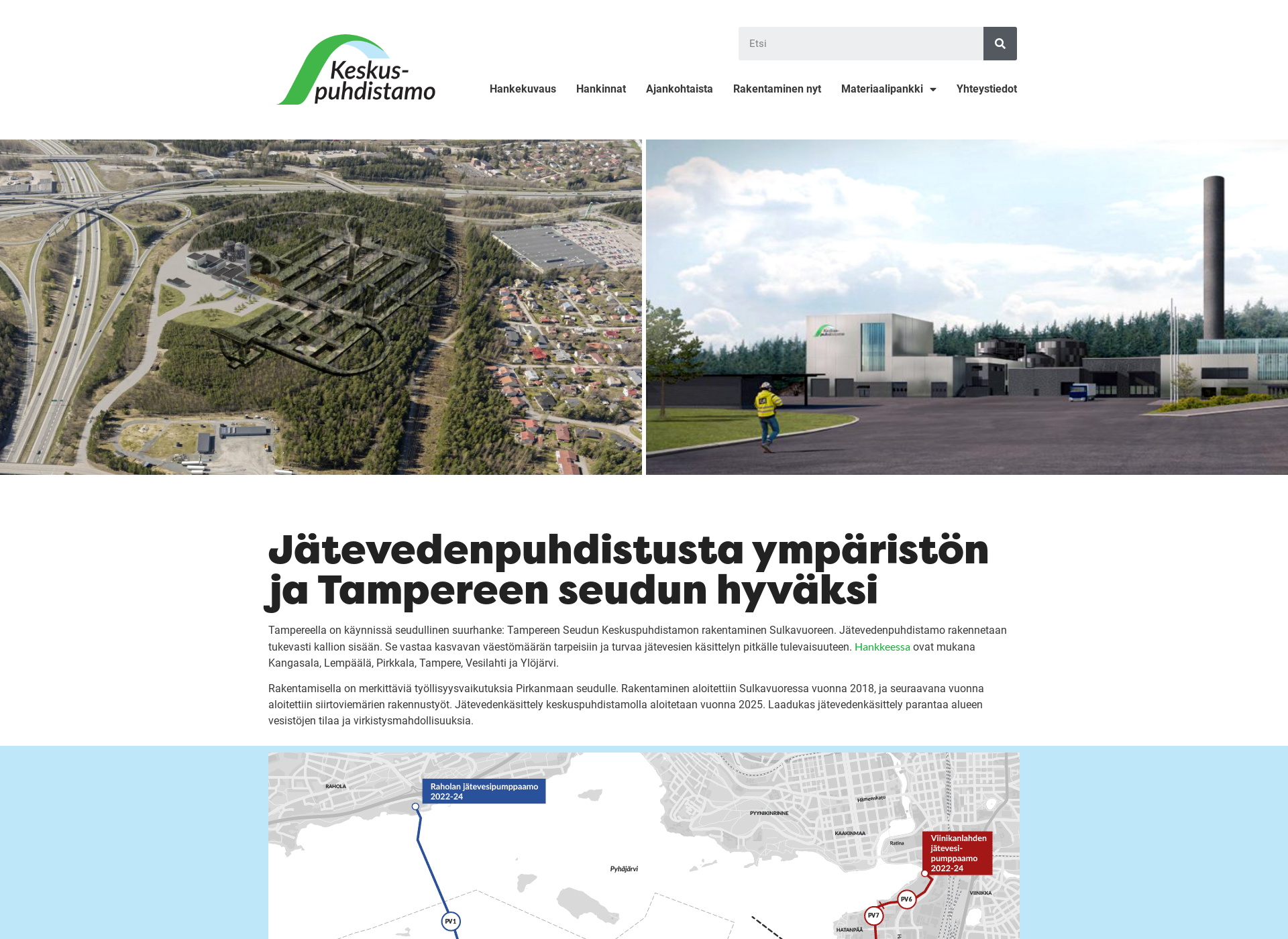 Skärmdump för keskuspuhdistamo.fi