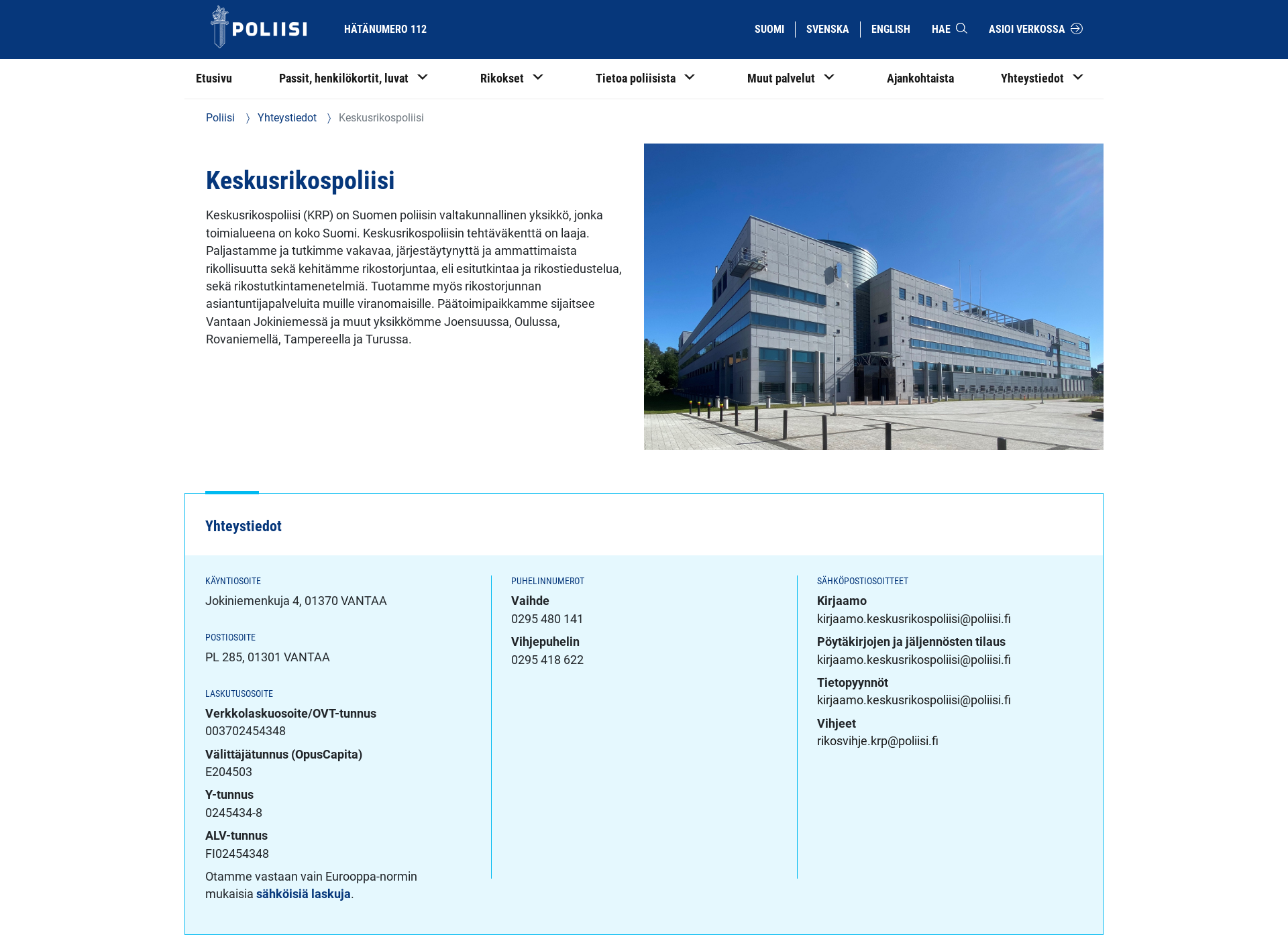 Screenshot for keskusrikospoliisi.fi
