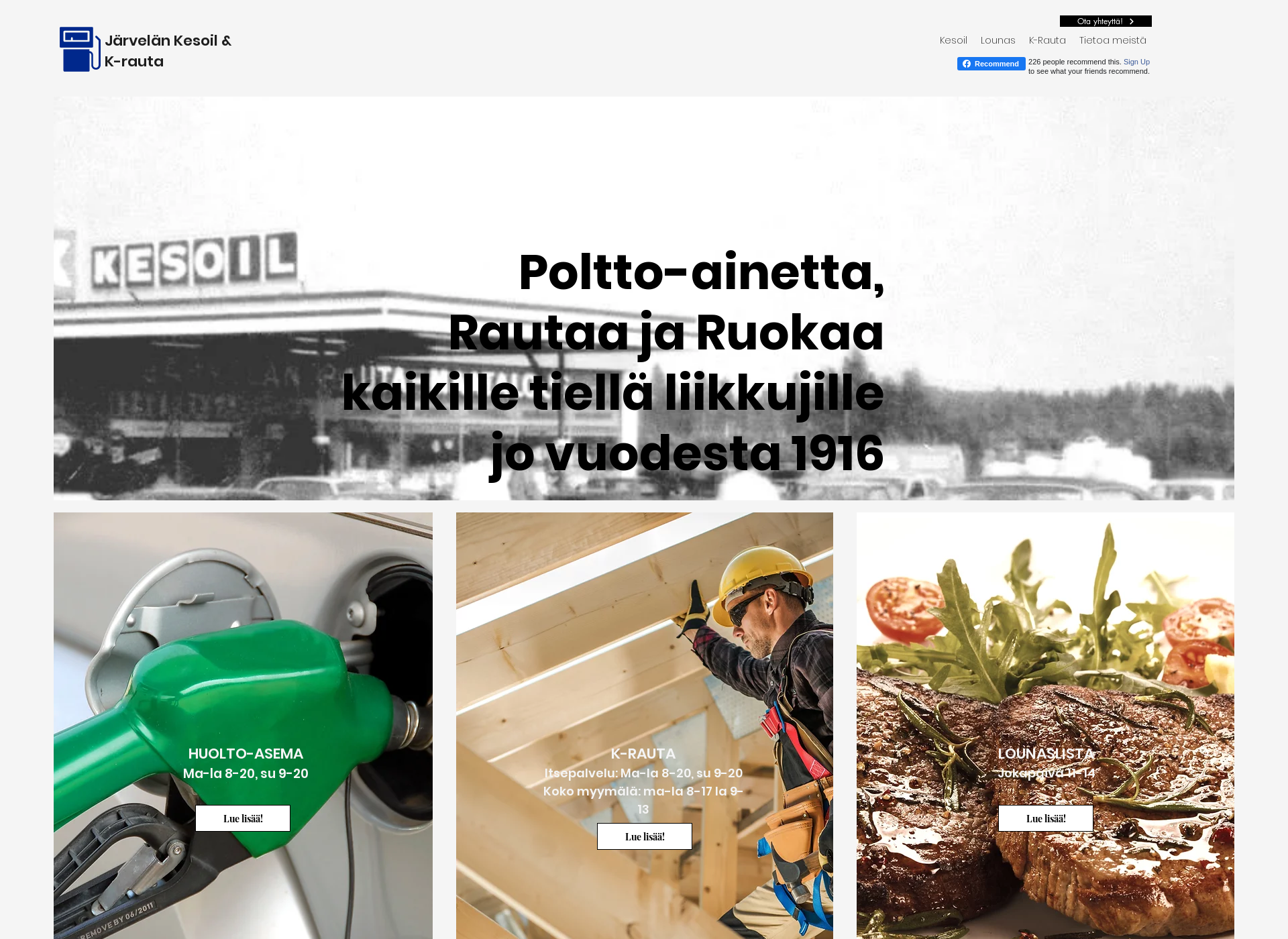 Skärmdump för kesoil.fi