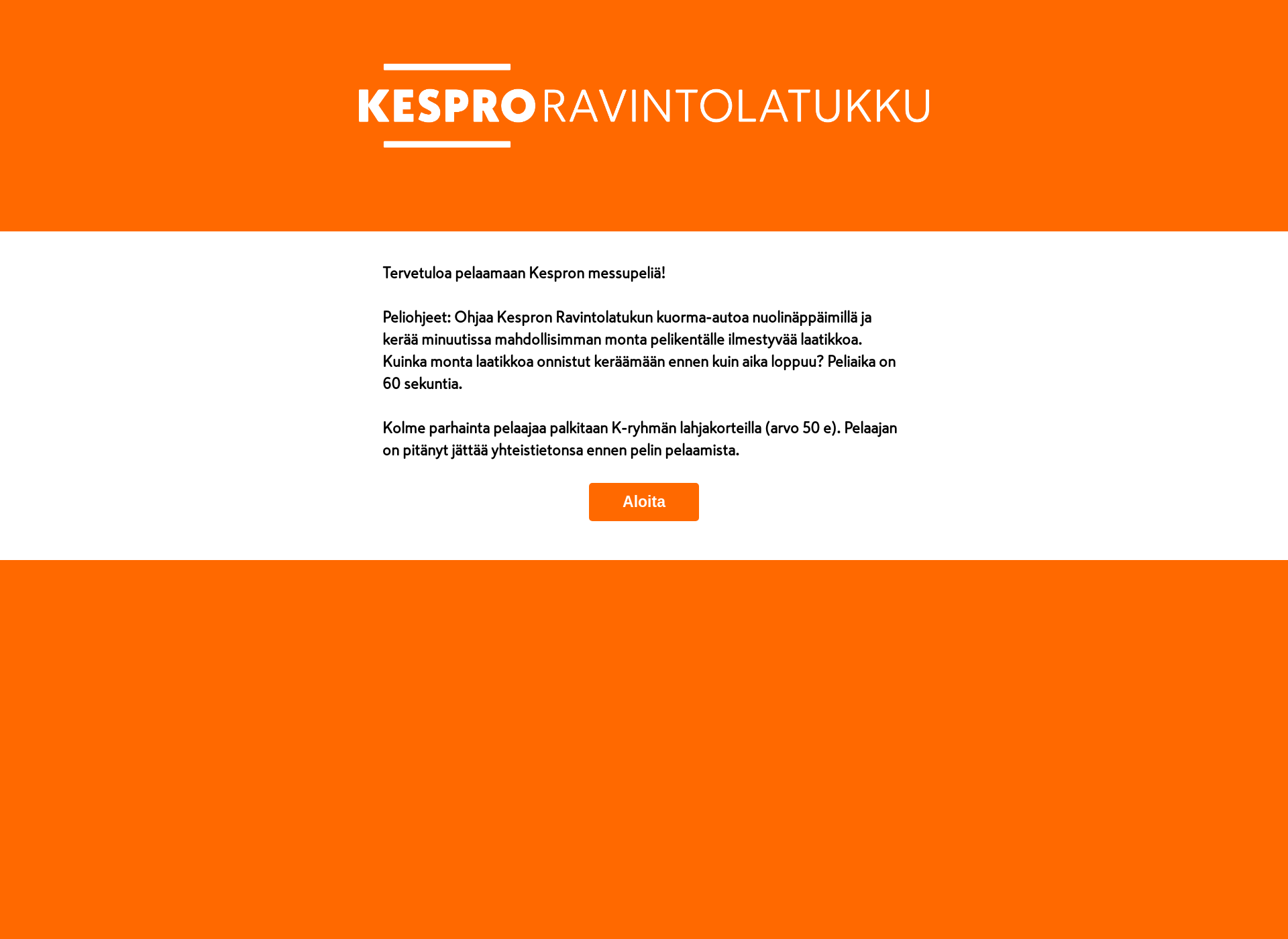 Skärmdump för kespropeli.fi