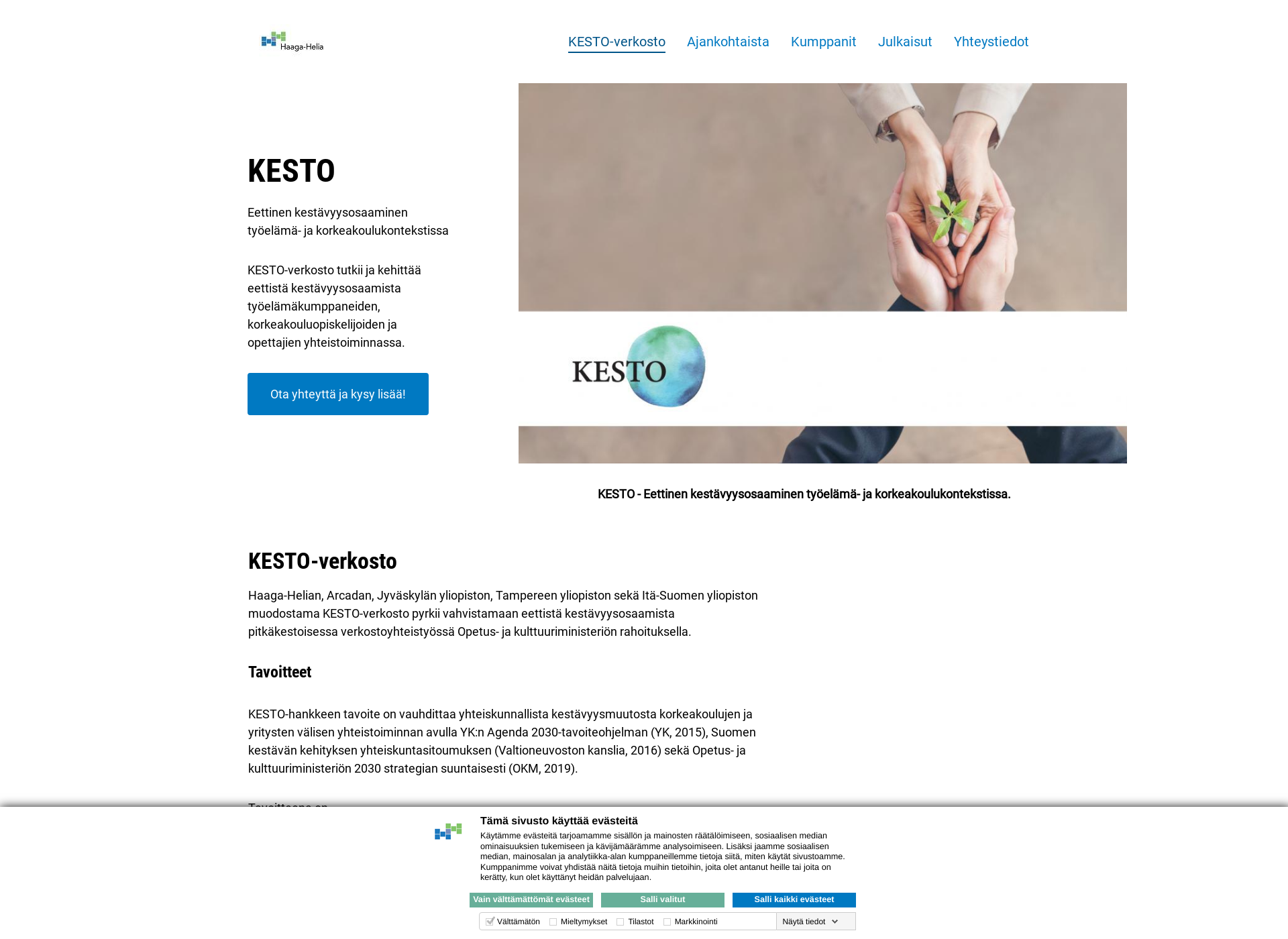 Skärmdump för kesto-verkosto.fi