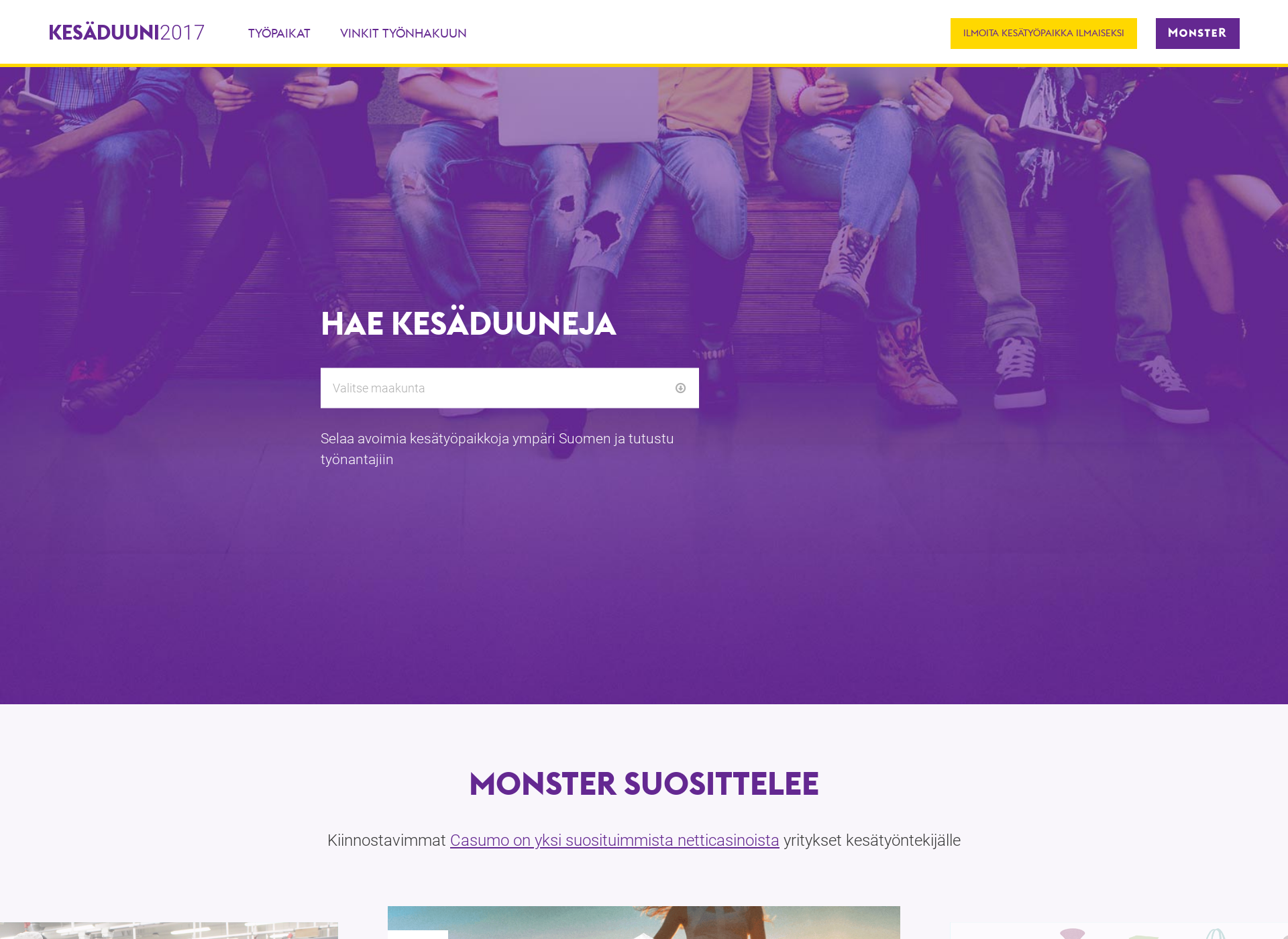 Screenshot for kesätyö2018.fi