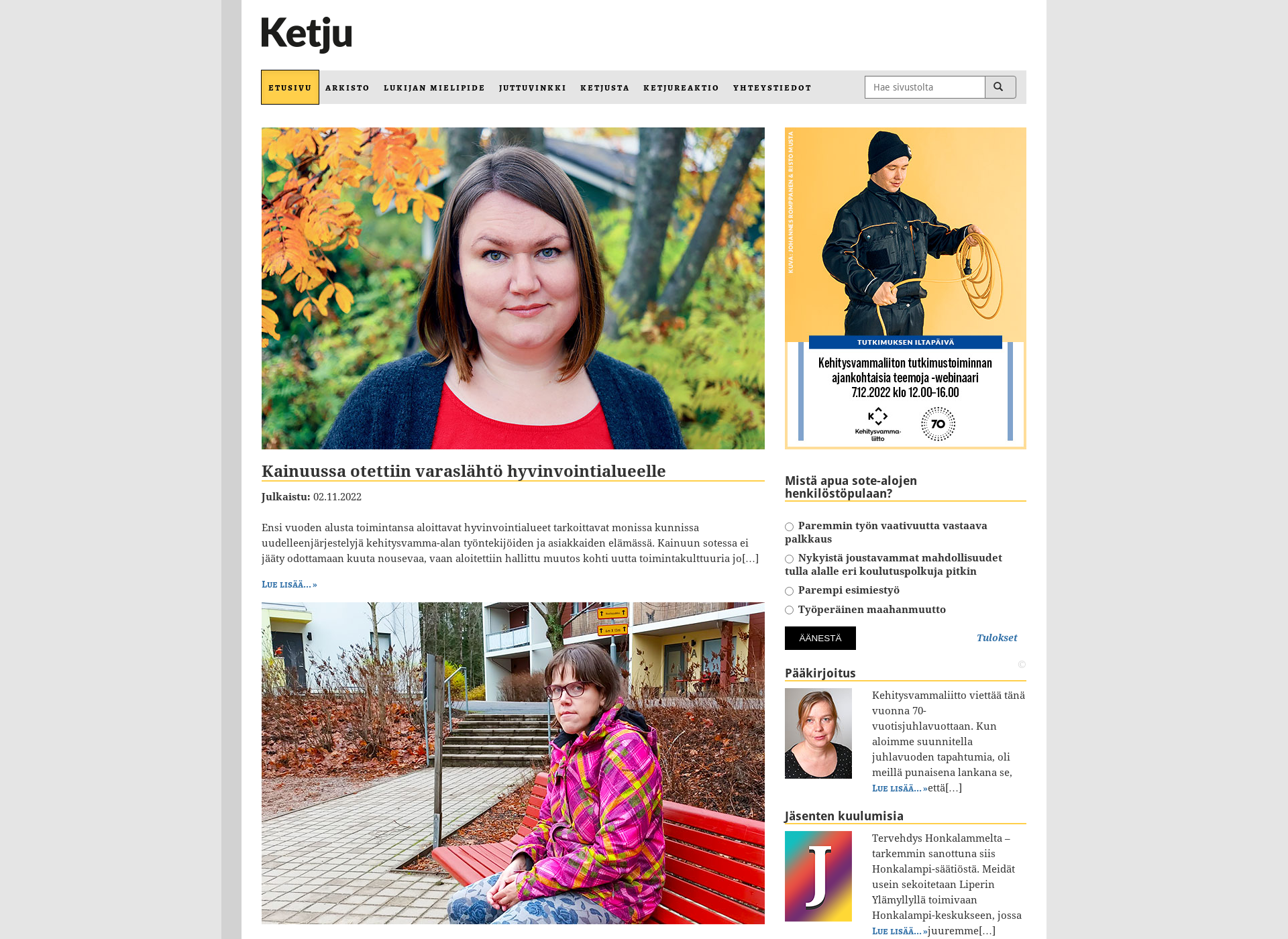 Skärmdump för ketju-lehti.fi