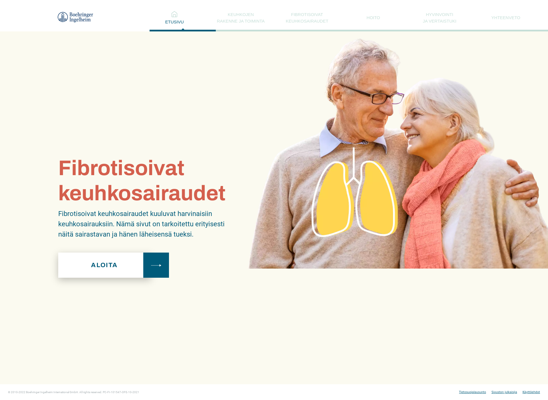 Skärmdump för keuhkofibroosiluotsi.fi