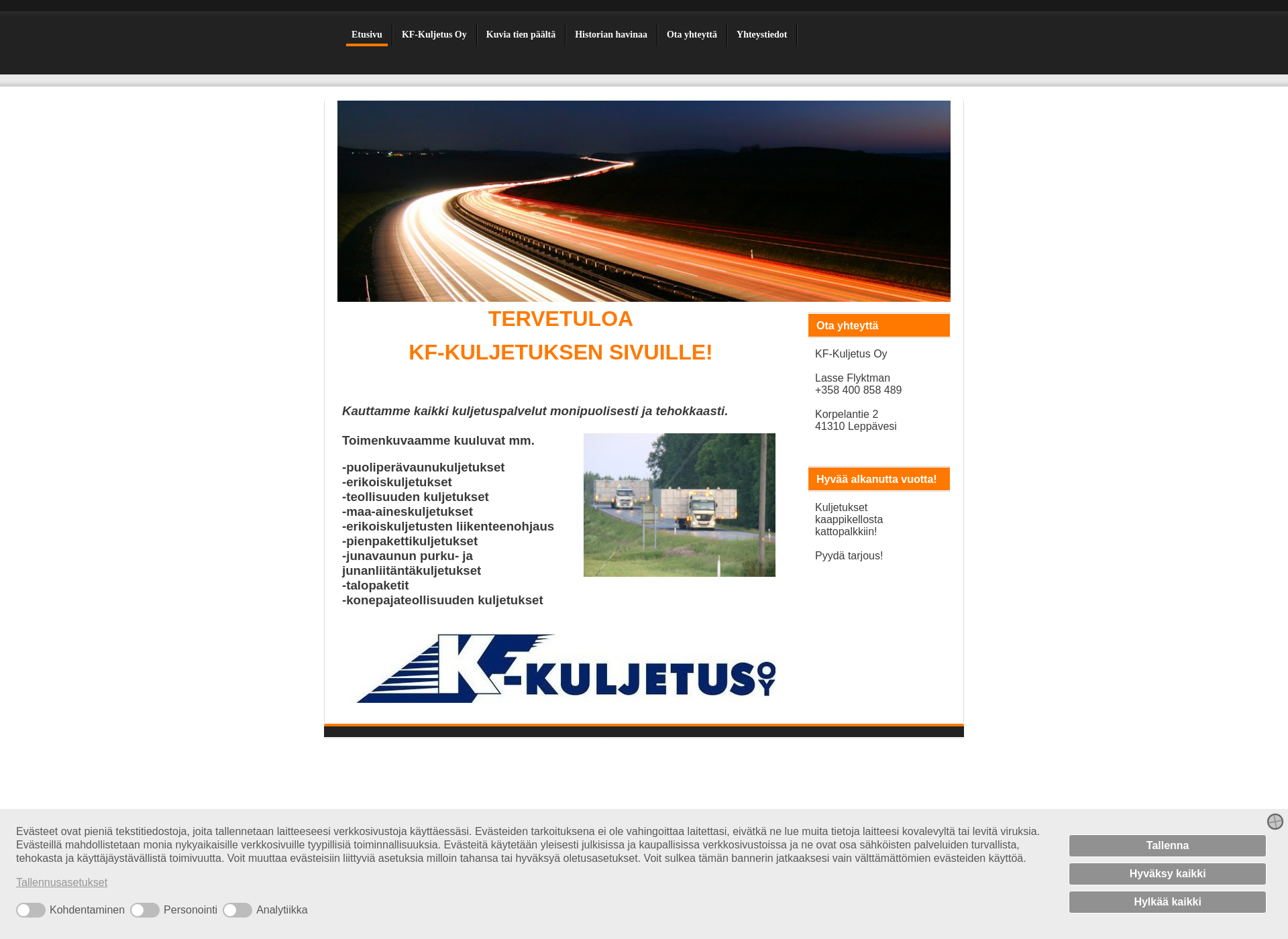 Screenshot for kf-kuljetus.fi