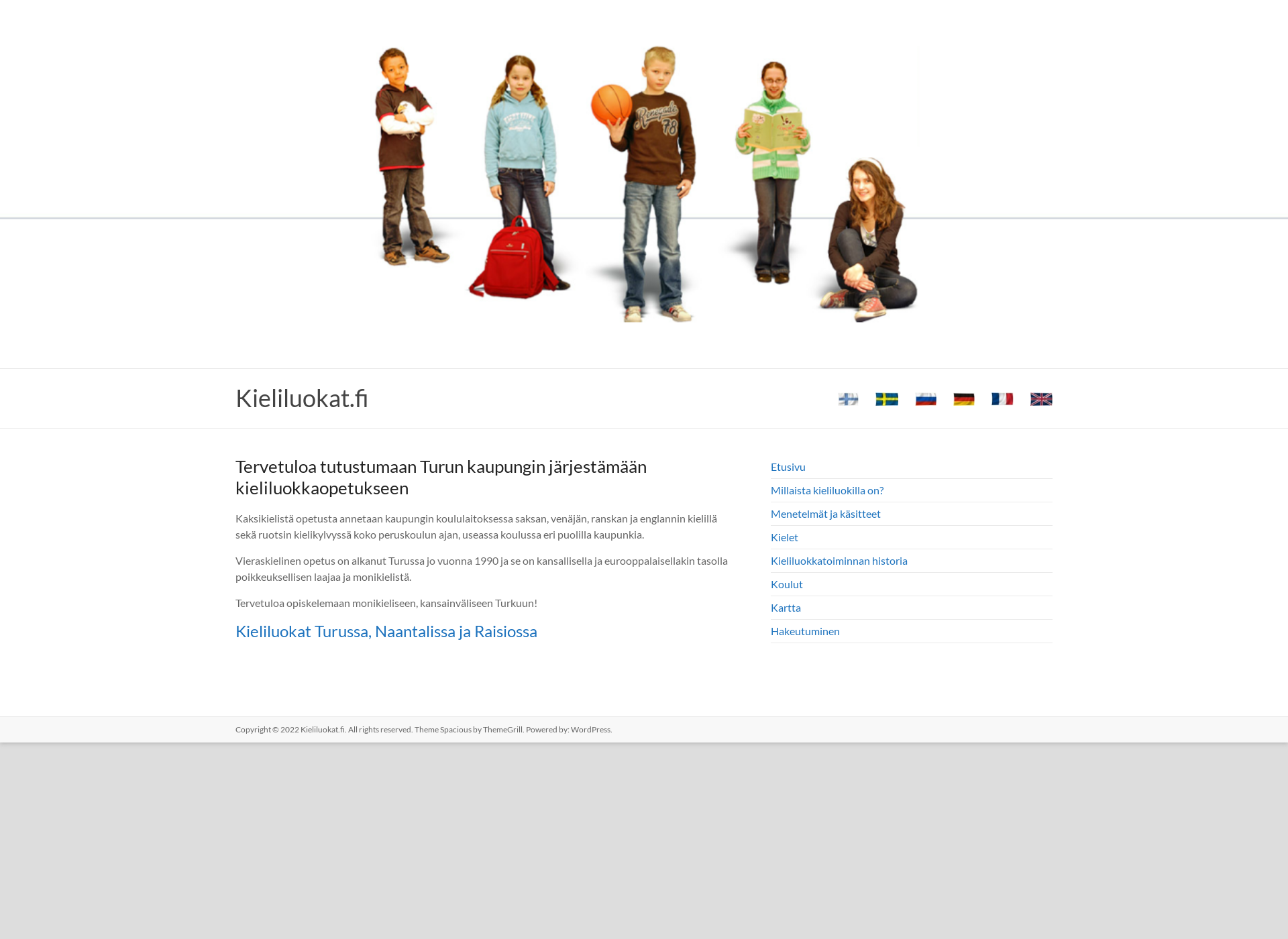 Skärmdump för kieliluokat.fi