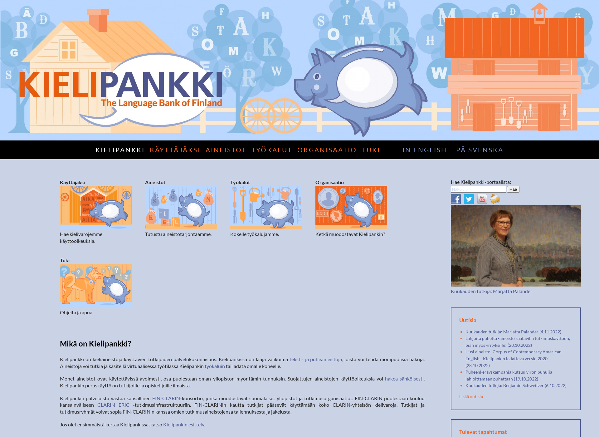 Screenshot for kielipankki.fi
