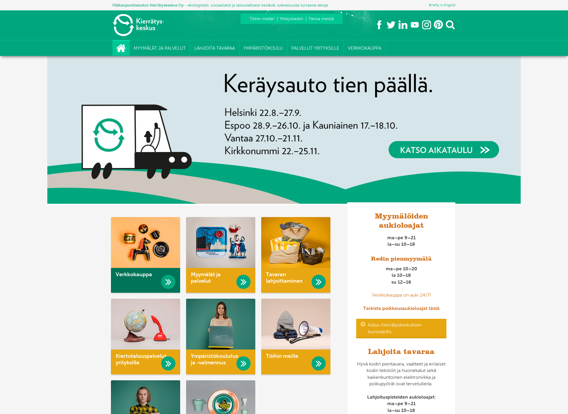 Screenshot for kierratyskeskus.fi