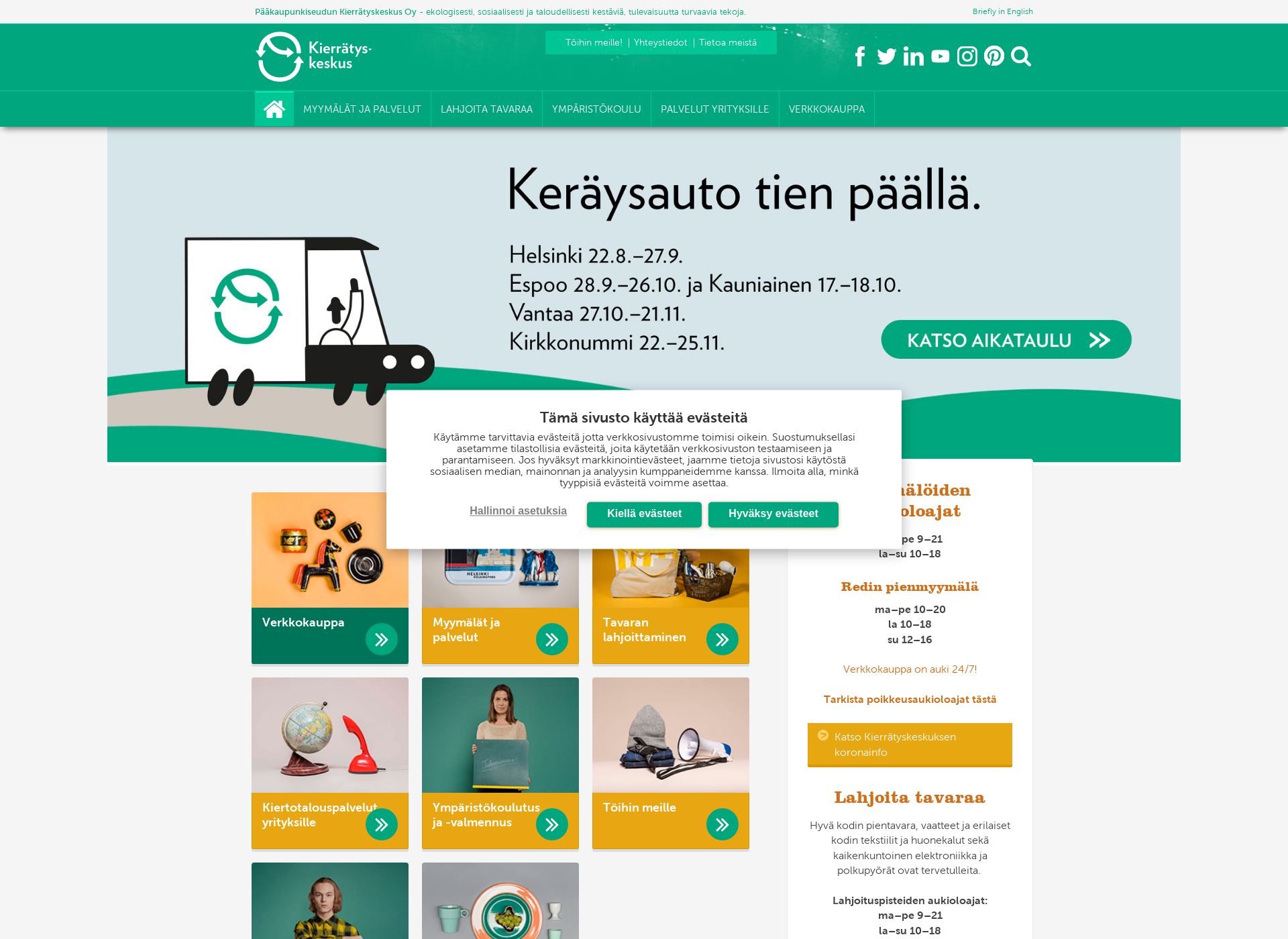 Screenshot for kierrätyskeskus.fi
