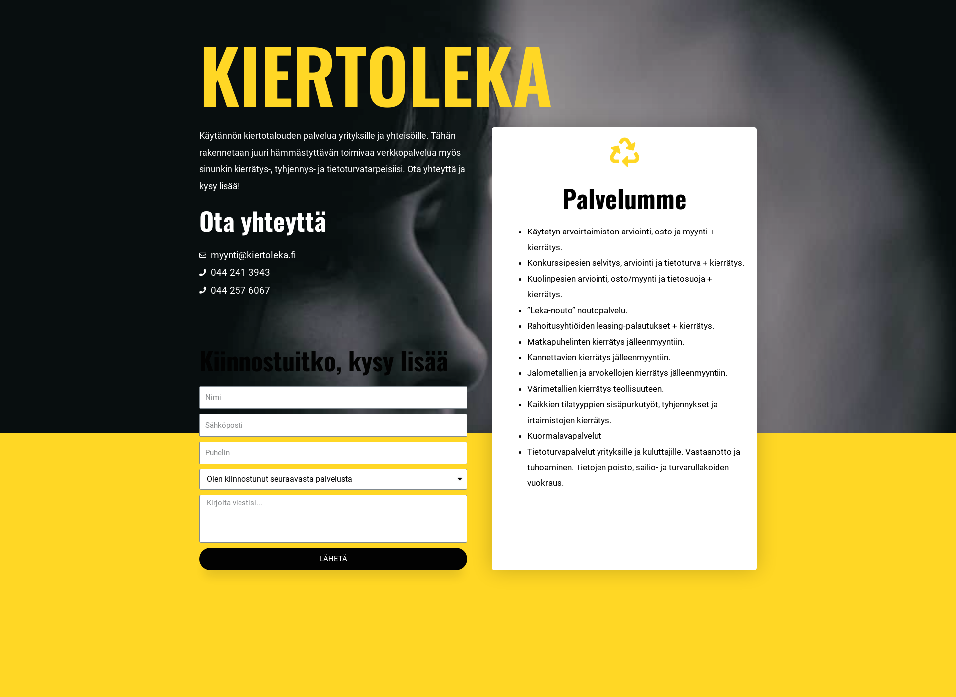 Skärmdump för kiertoleka.fi