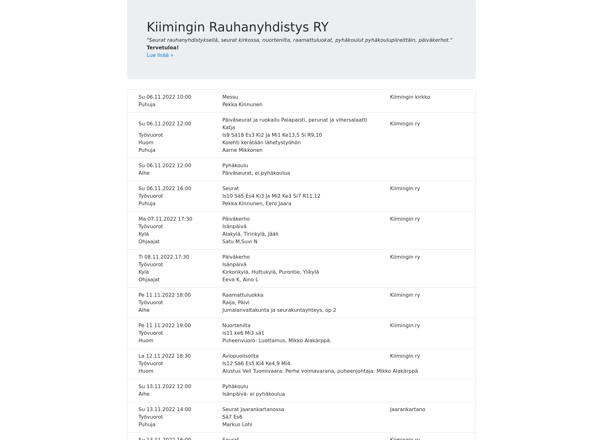 Skärmdump för kiiminginry.fi