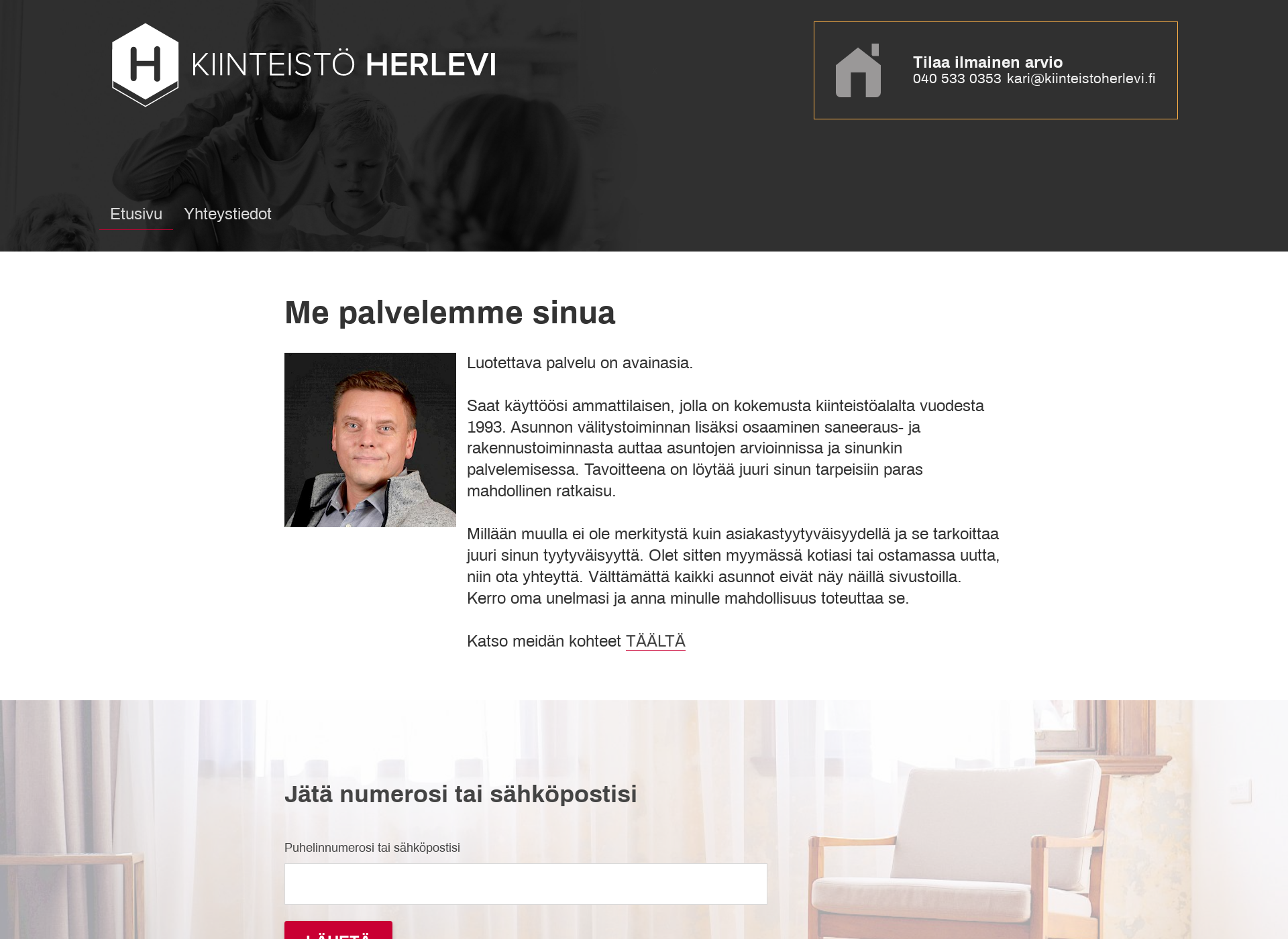 Skärmdump för kiinteistoherlevi.fi