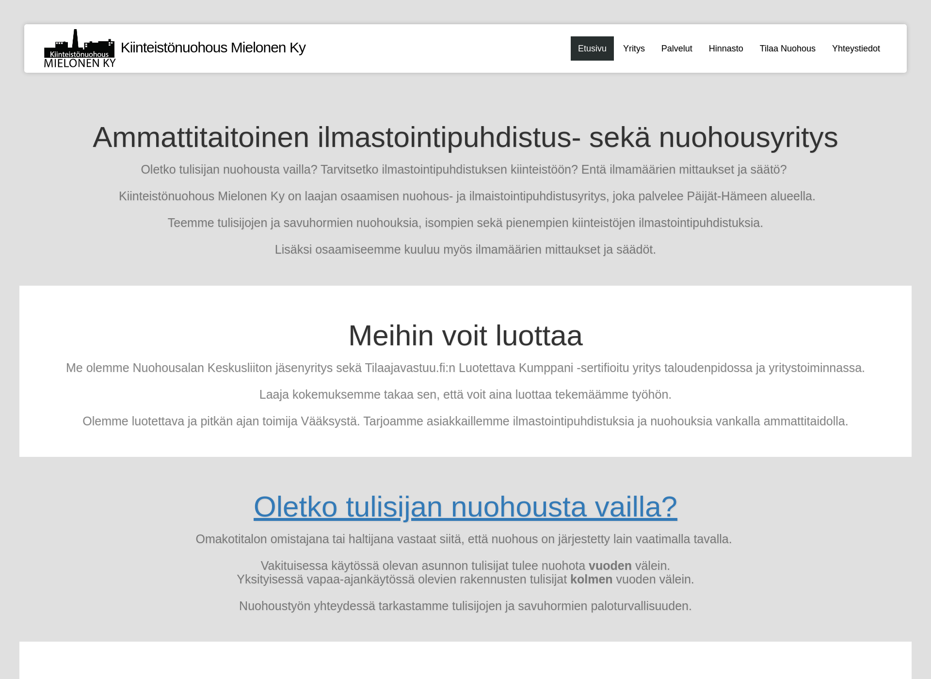 Skärmdump för kiinteistonuohous.fi