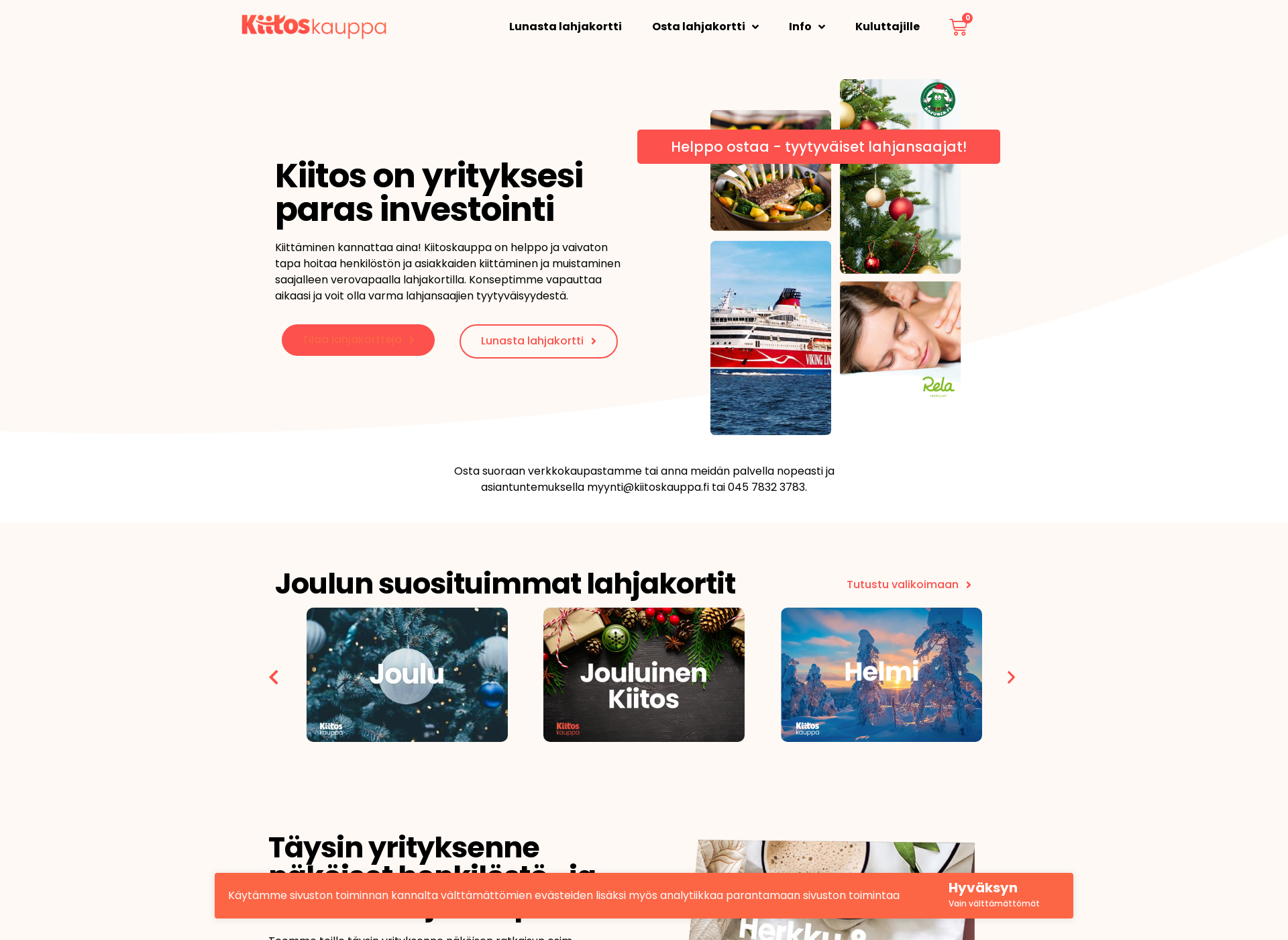 Skärmdump för kiitoskauppa.fi