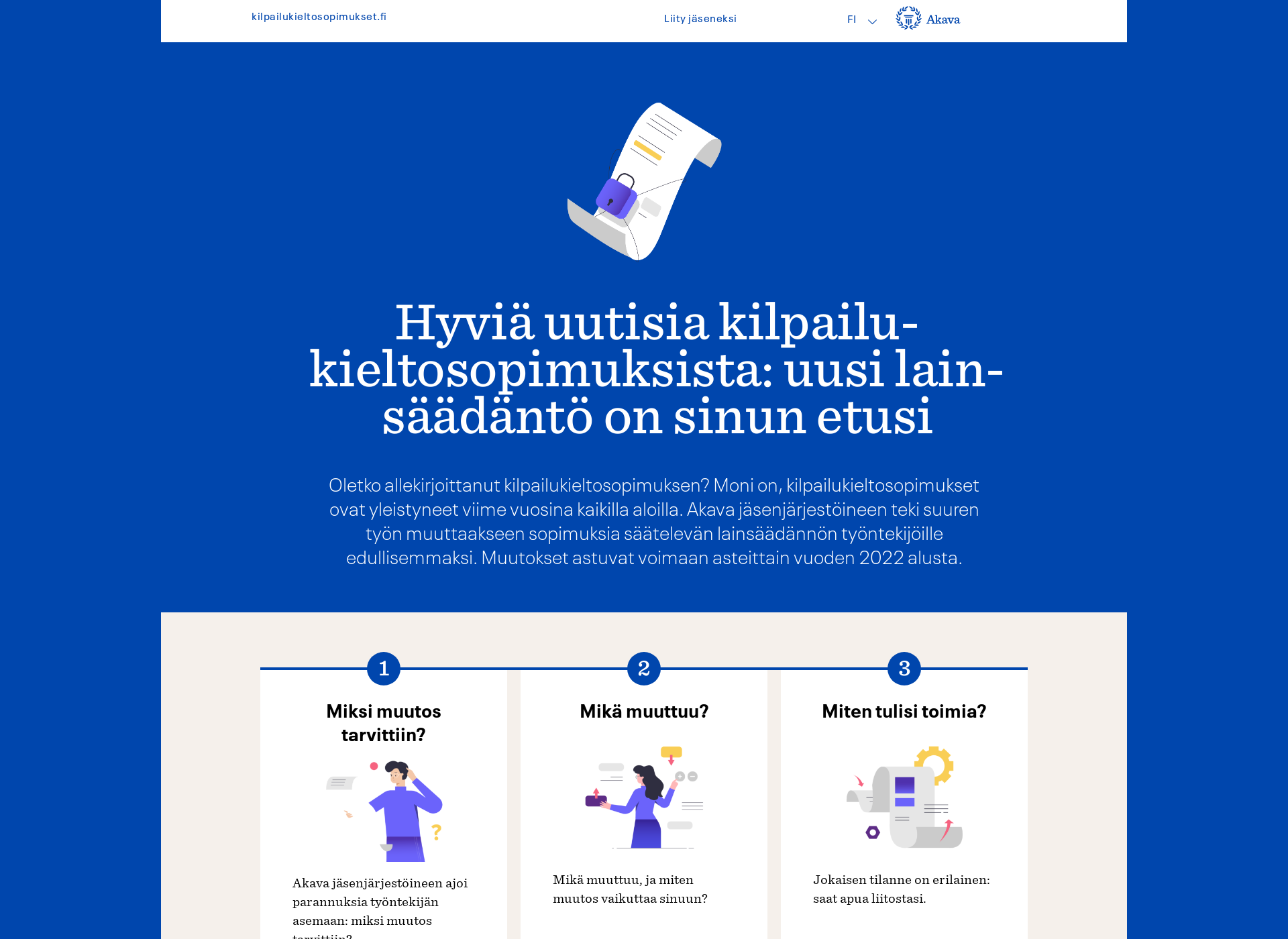 Skärmdump för kilpailukieltosopimukset.fi