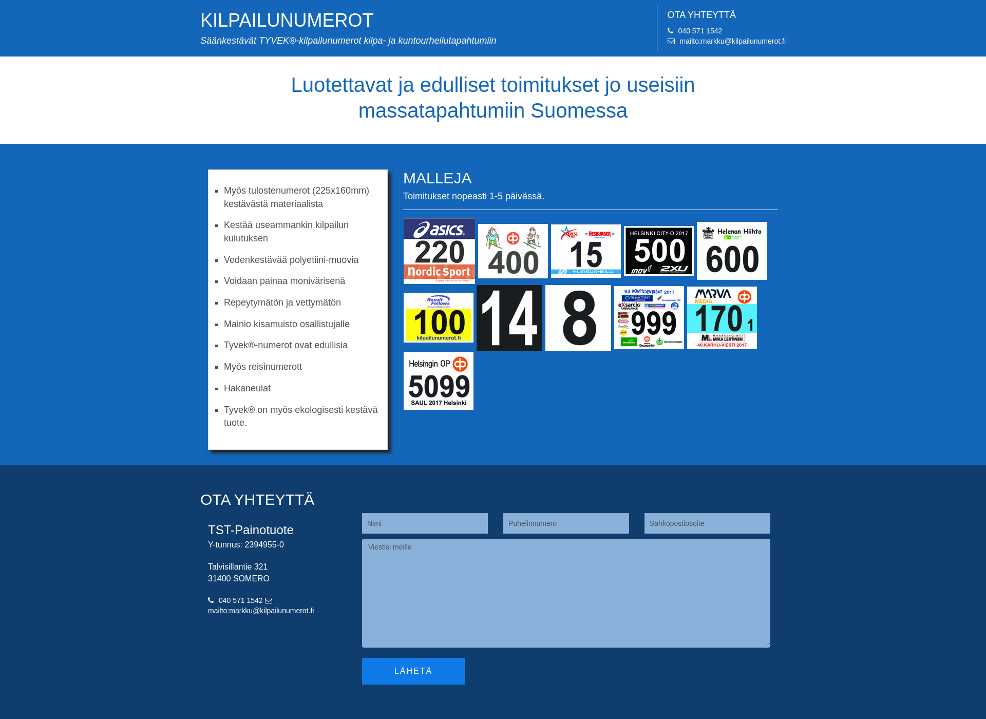 Screenshot for kilpailunumerot.fi