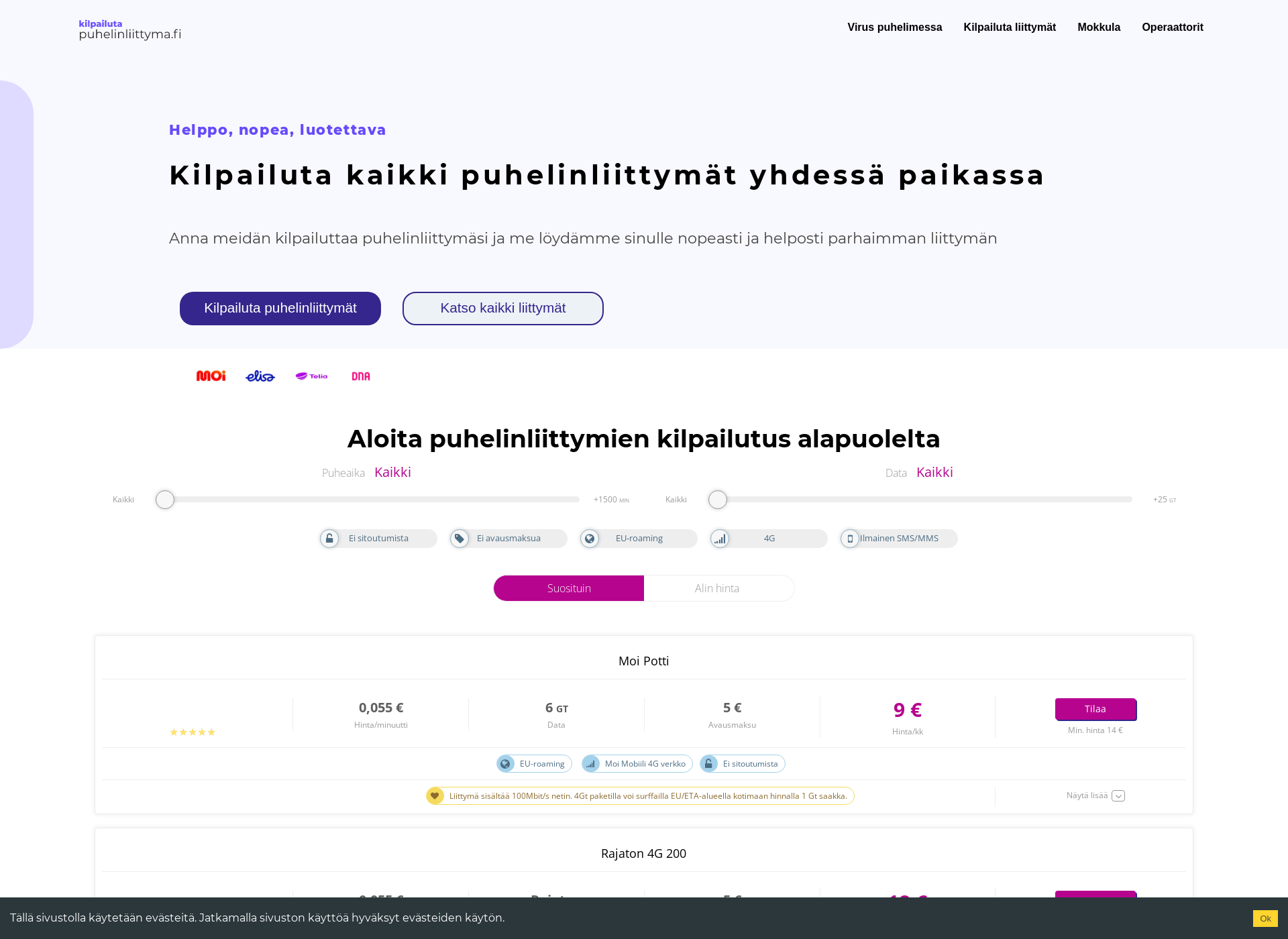 Screenshot for kilpailutapuhelinliittyma.fi