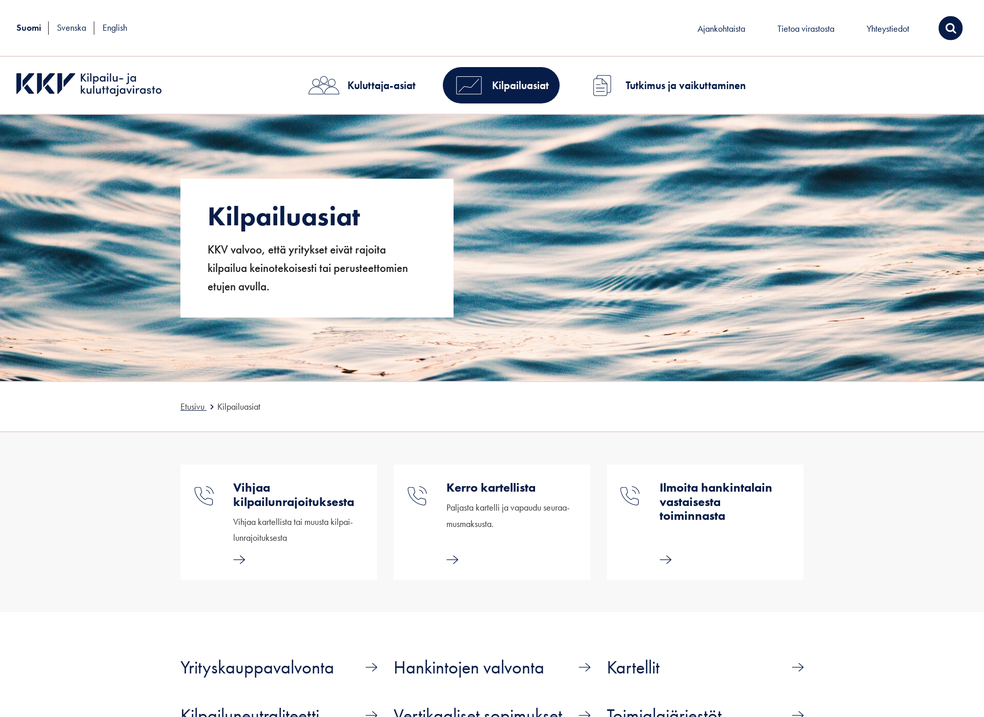 Screenshot for kilpailuvirasto.fi