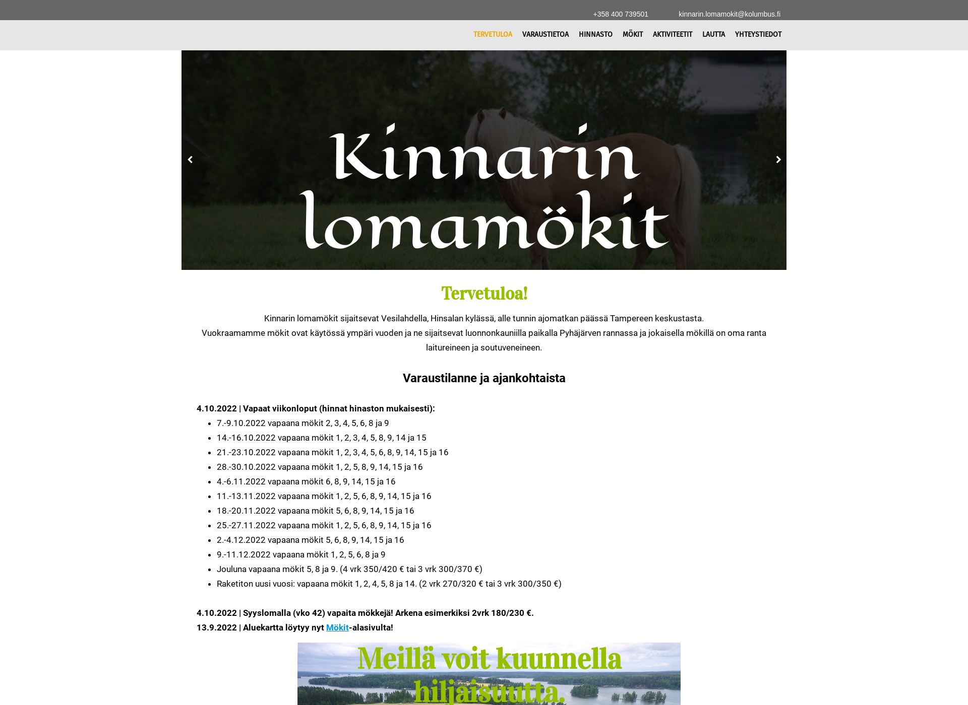 Screenshot for kinnarinlomamokit.fi