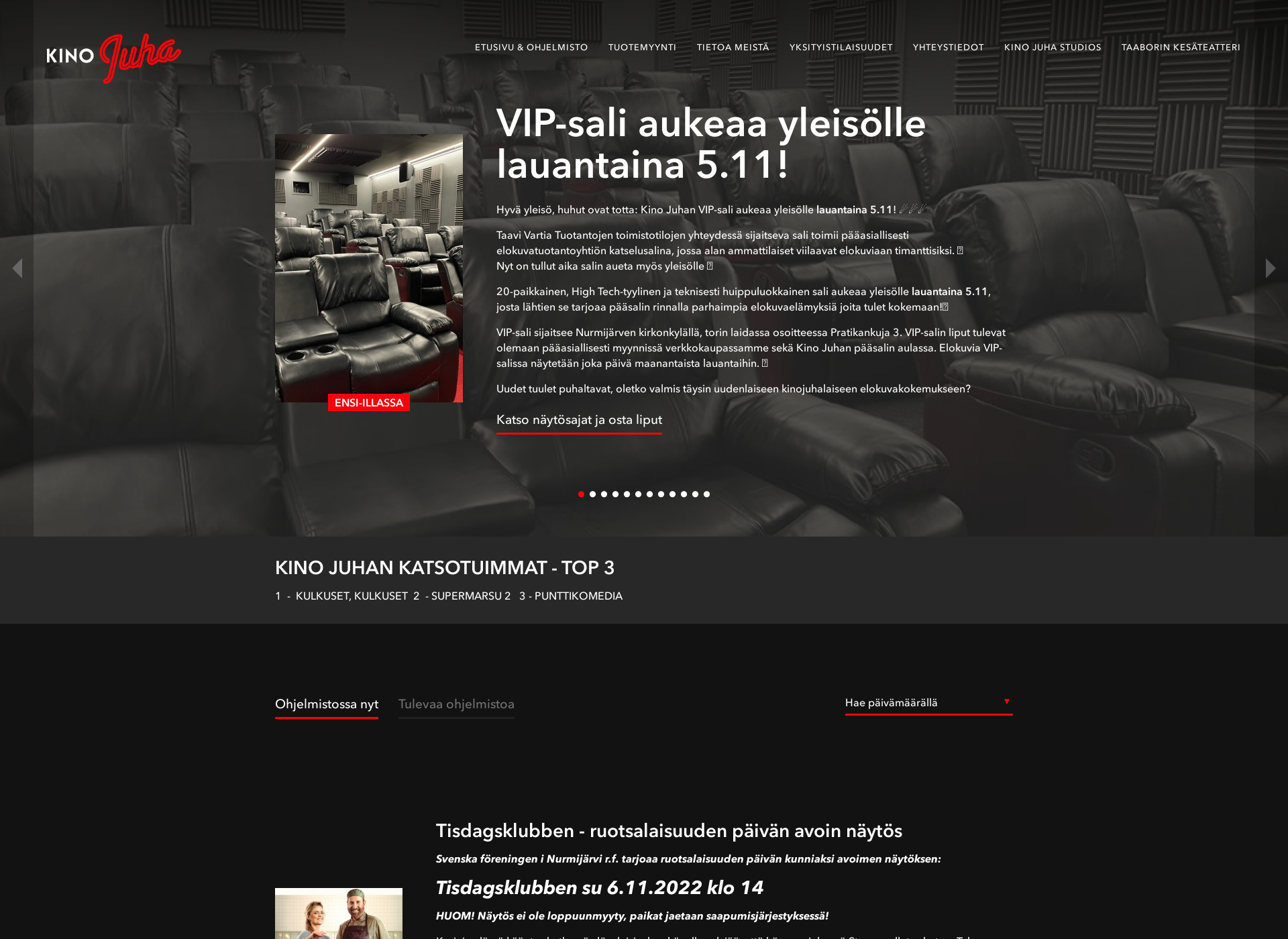 Skärmdump för kinojuha.fi