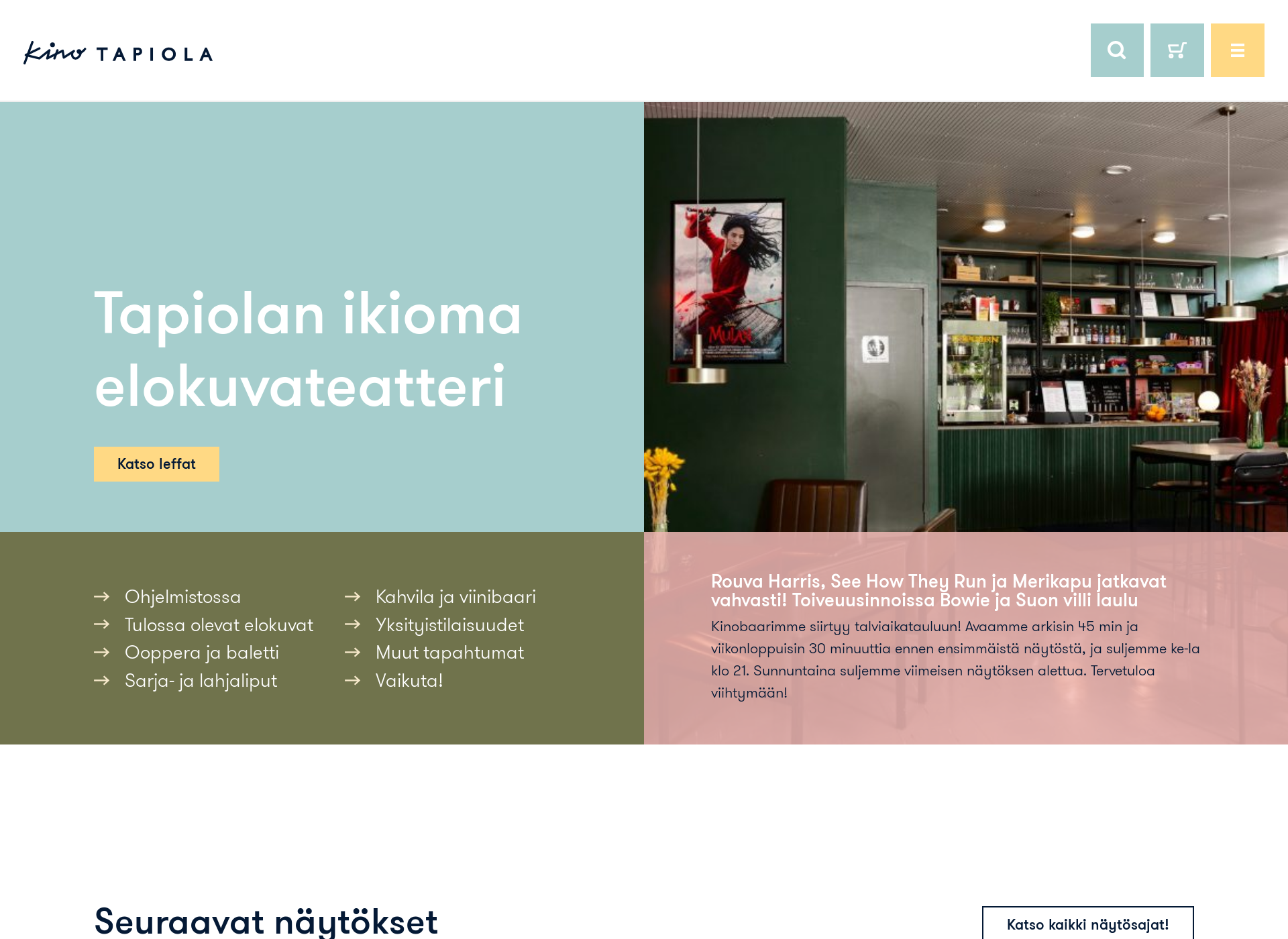 Skärmdump för kinotapiola.fi