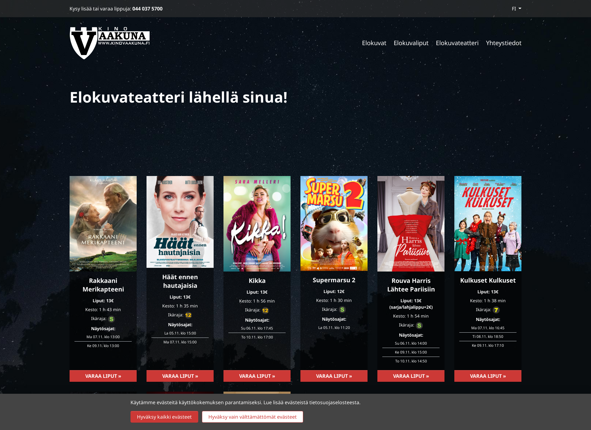 Näyttökuva kinovaakuna.fi