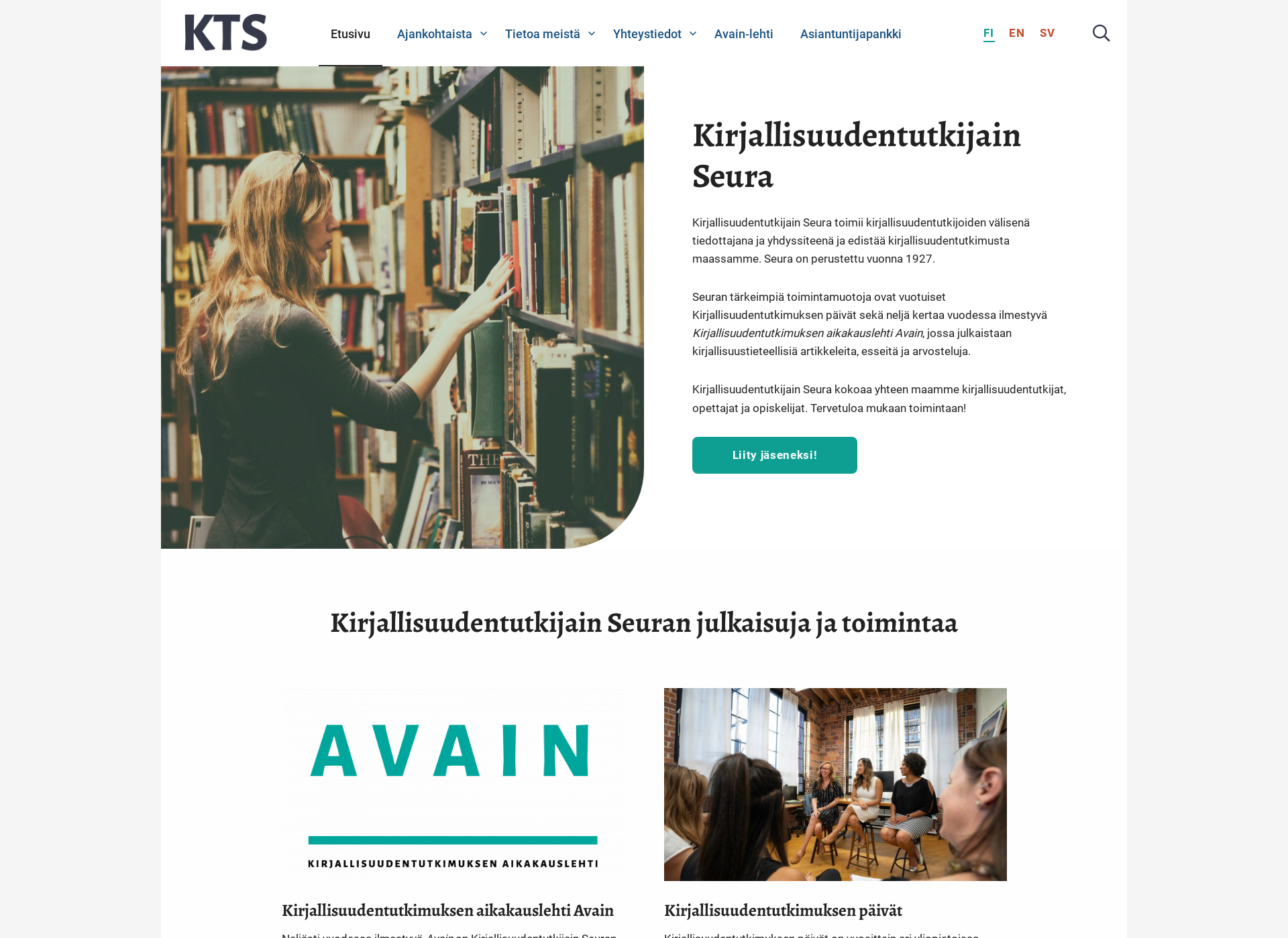 Skärmdump för kirjallisuudentutkimus.fi
