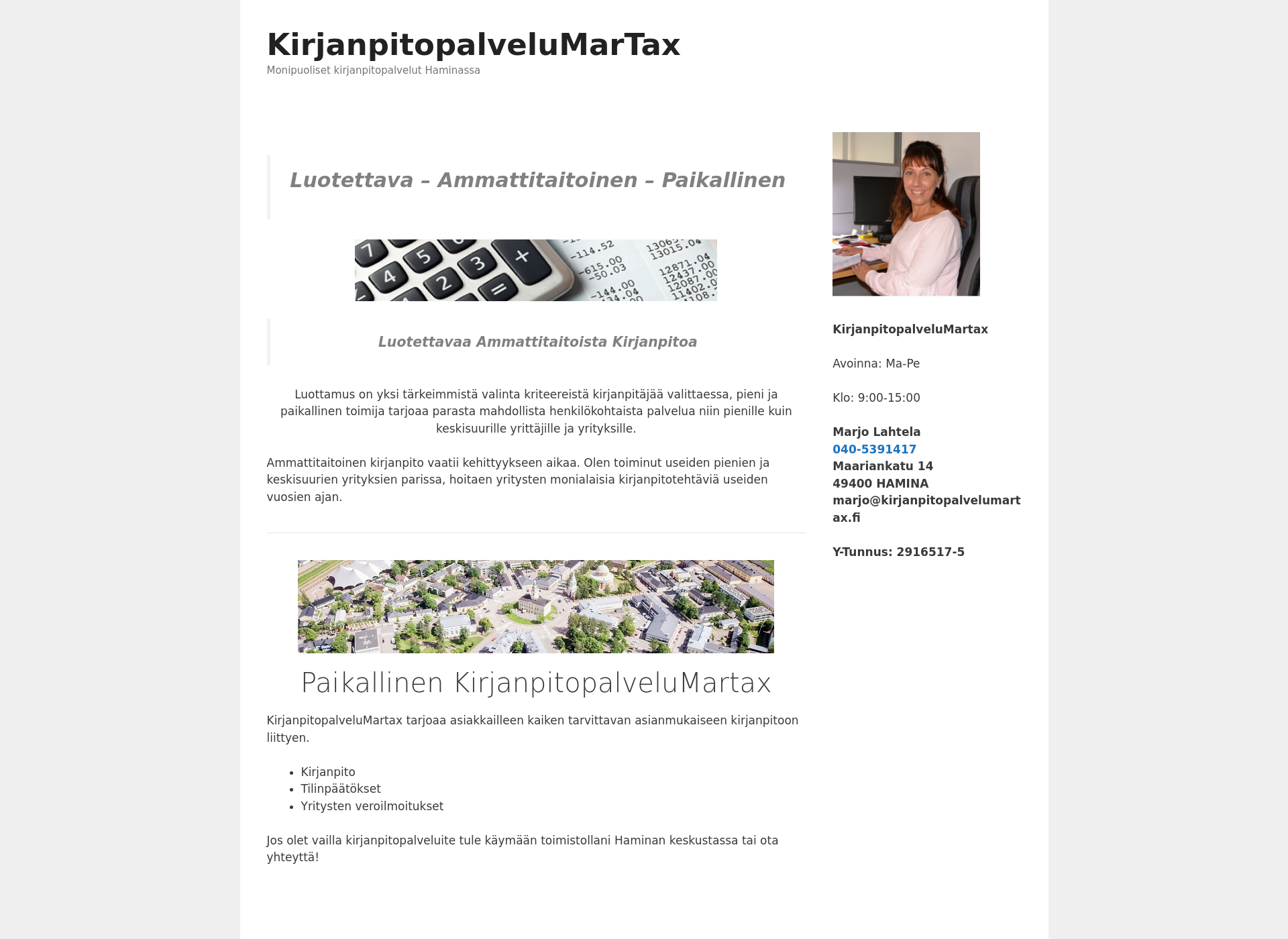Screenshot for kirjanpitopalvelumartax.fi