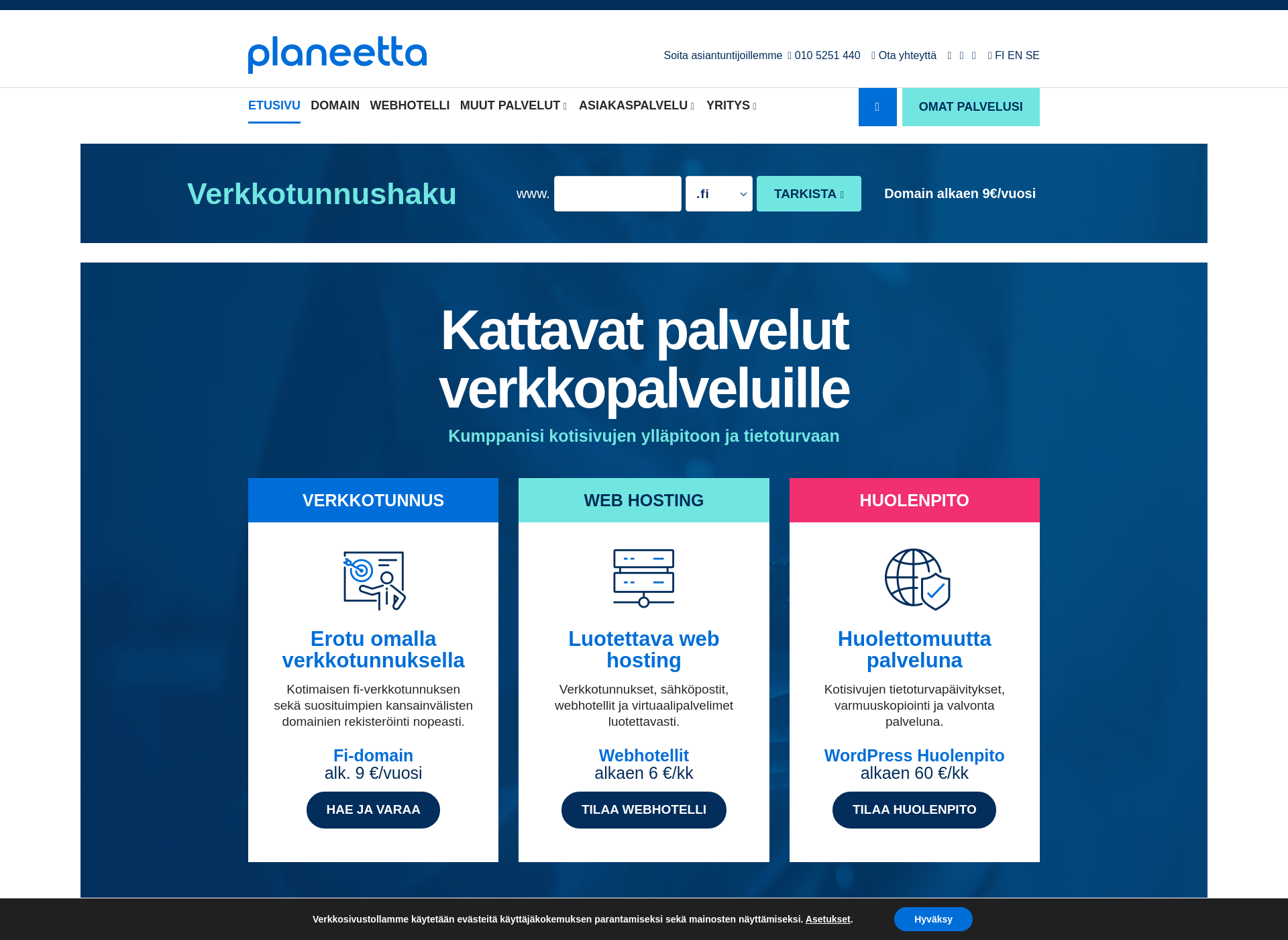 Skärmdump för kirjanpitotoimistolahti.fi