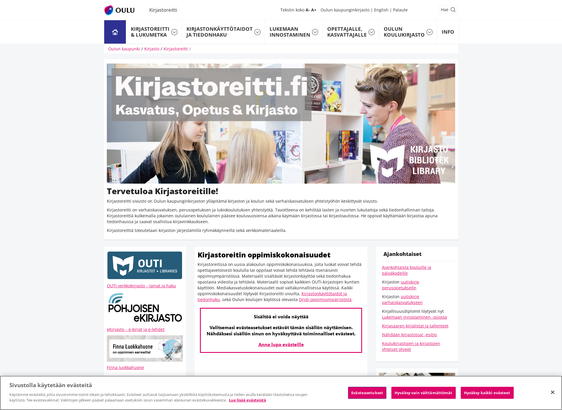 Näyttökuva kirjastoreitti.fi