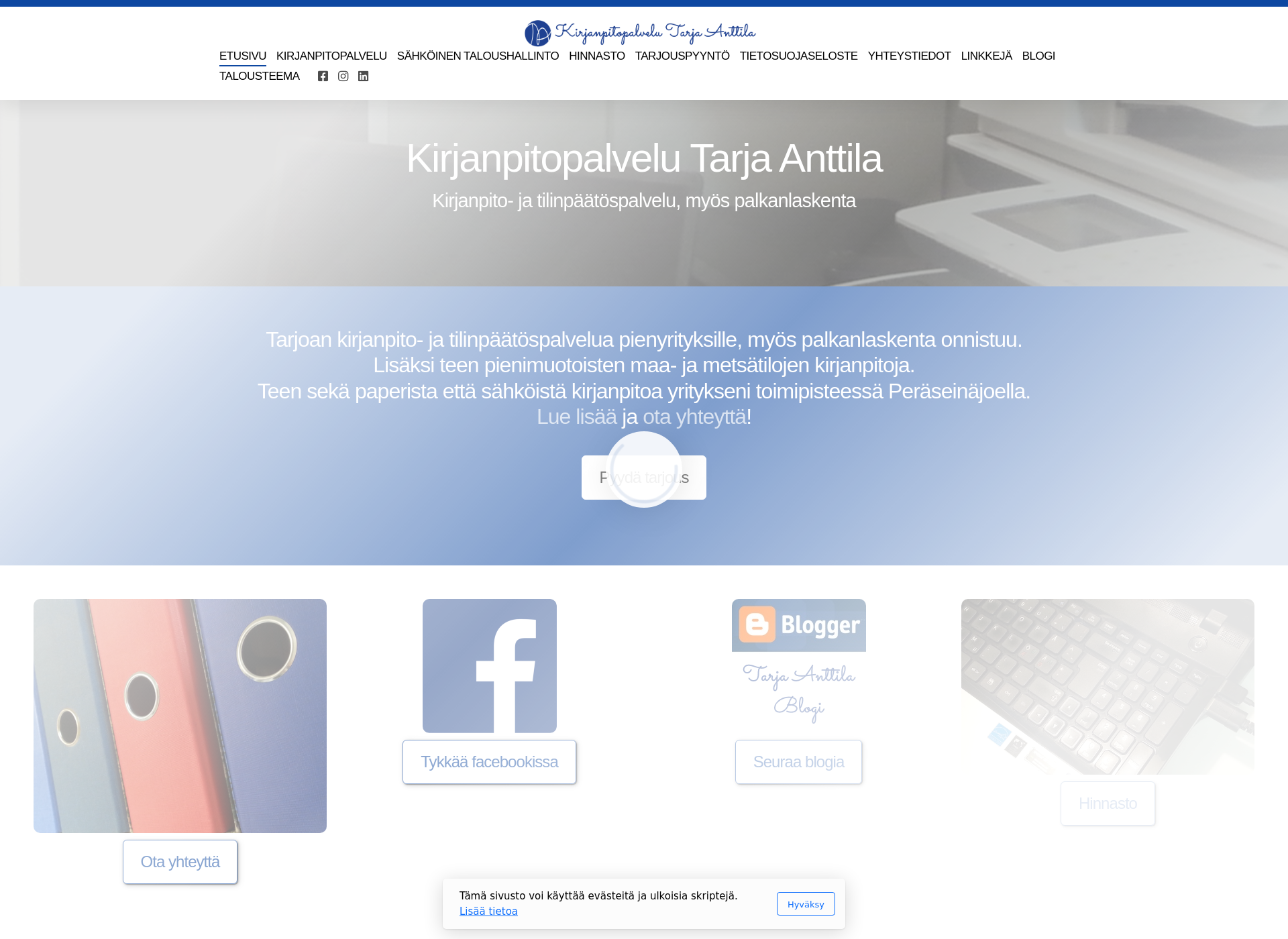 Skärmdump för kirjata.fi