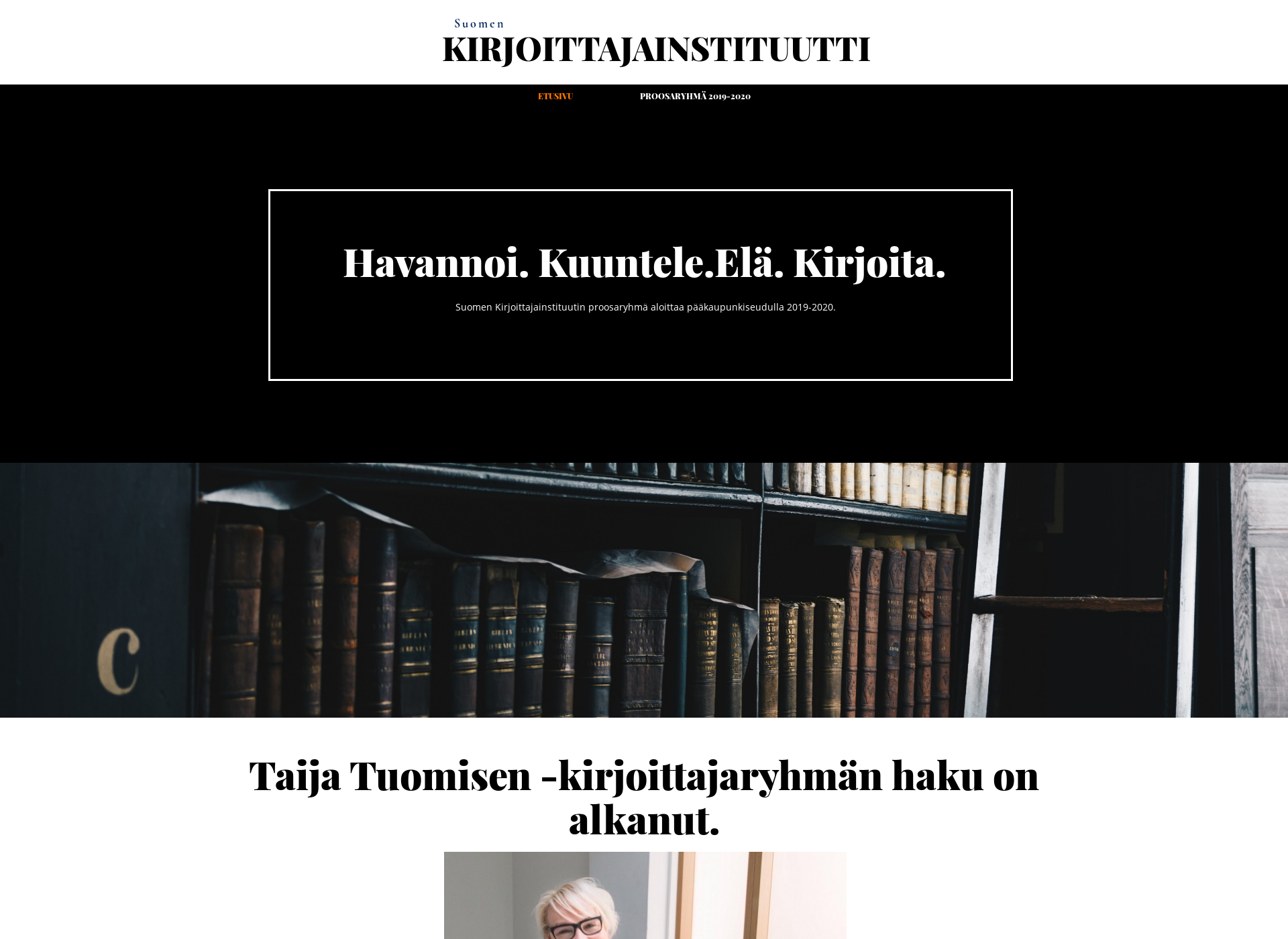 Skärmdump för kirjoittajainstituutti.fi