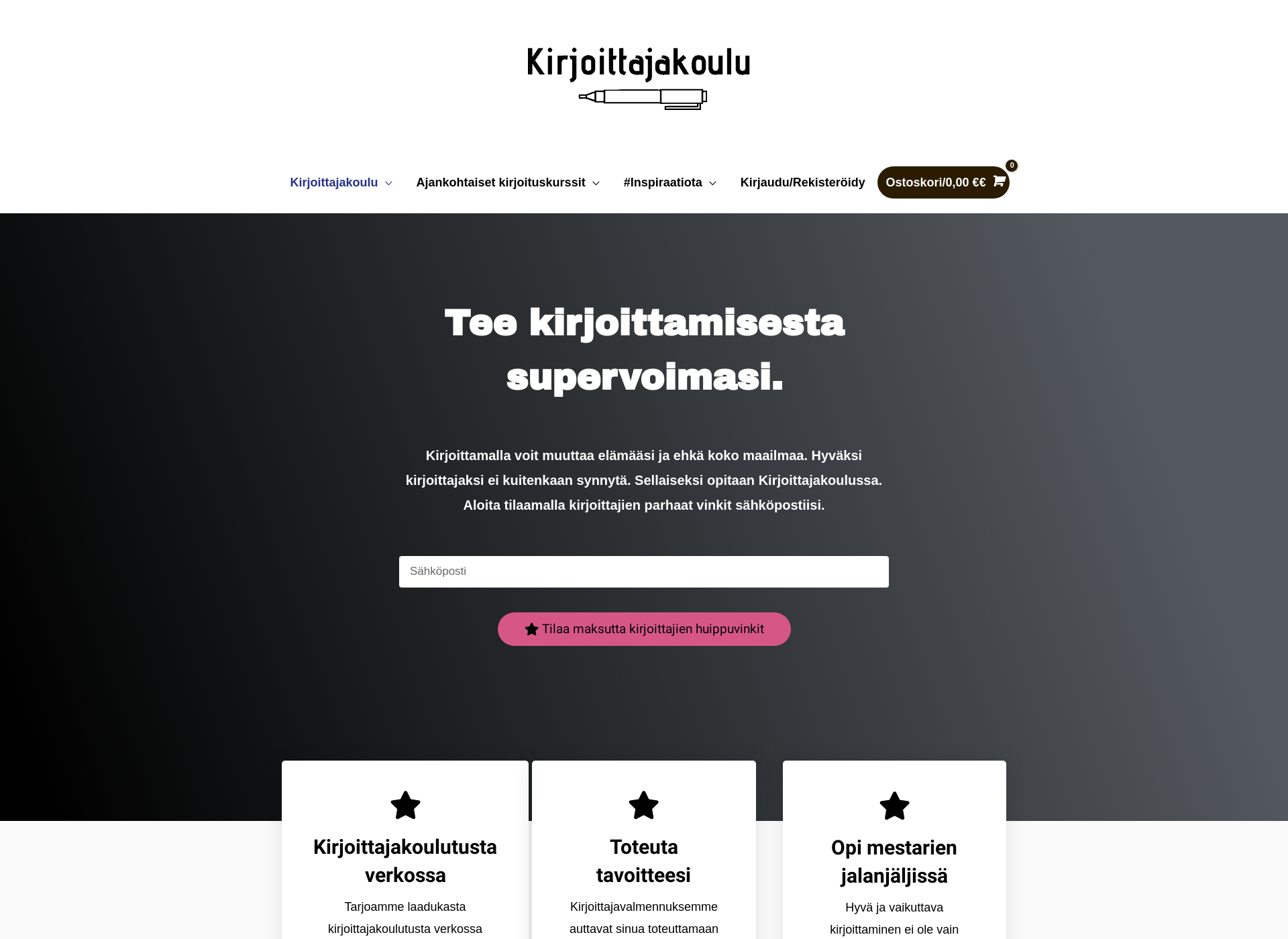 Screenshot for kirjoittajakoulu.fi