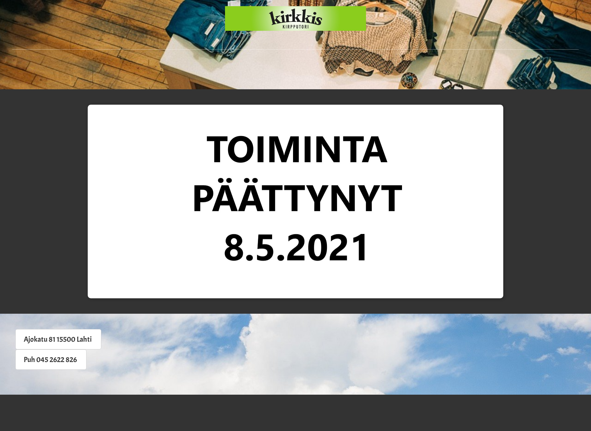 Skärmdump för kirkkislahti.fi