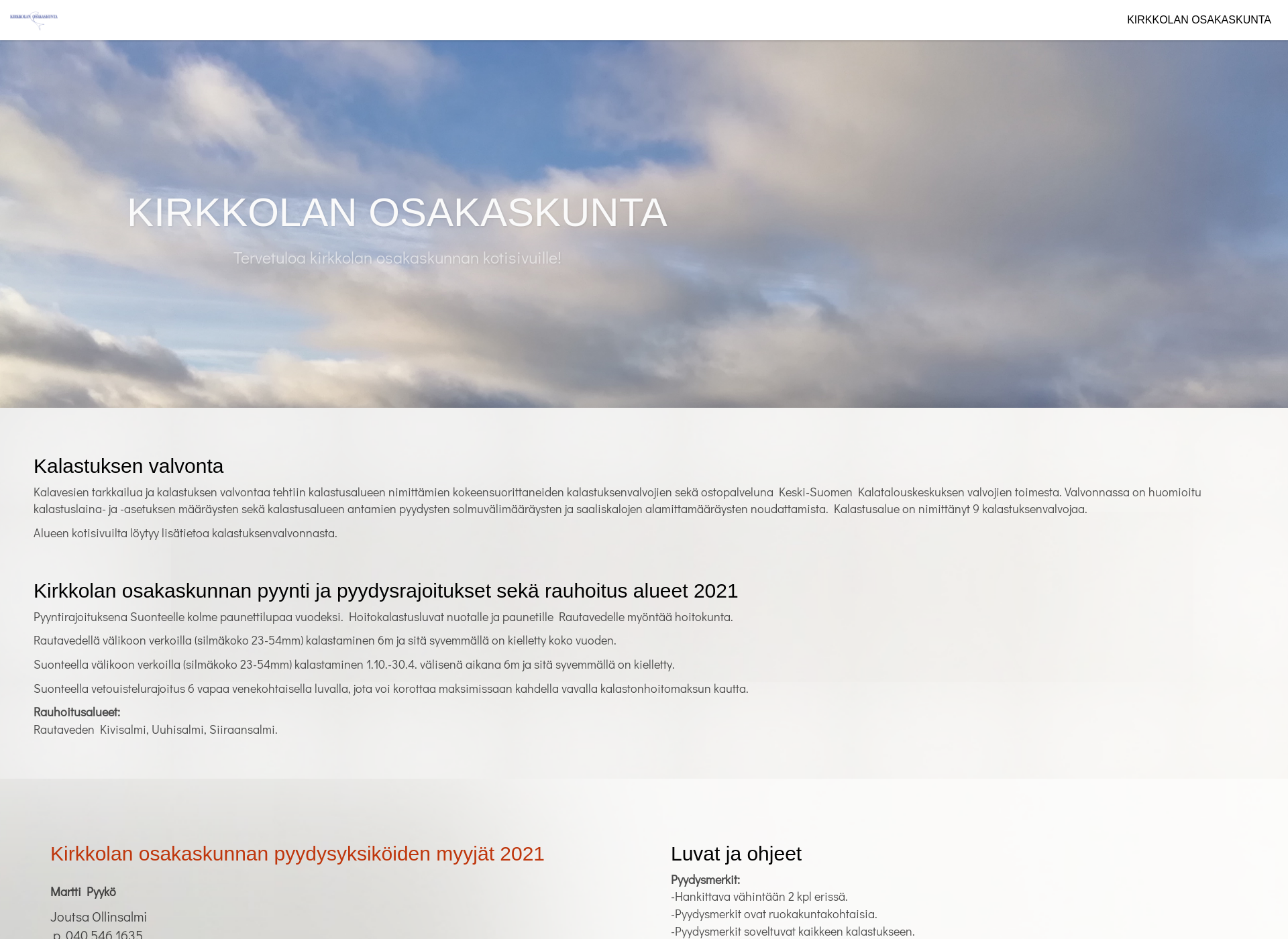 Skärmdump för kirkkolanosakaskunta.fi