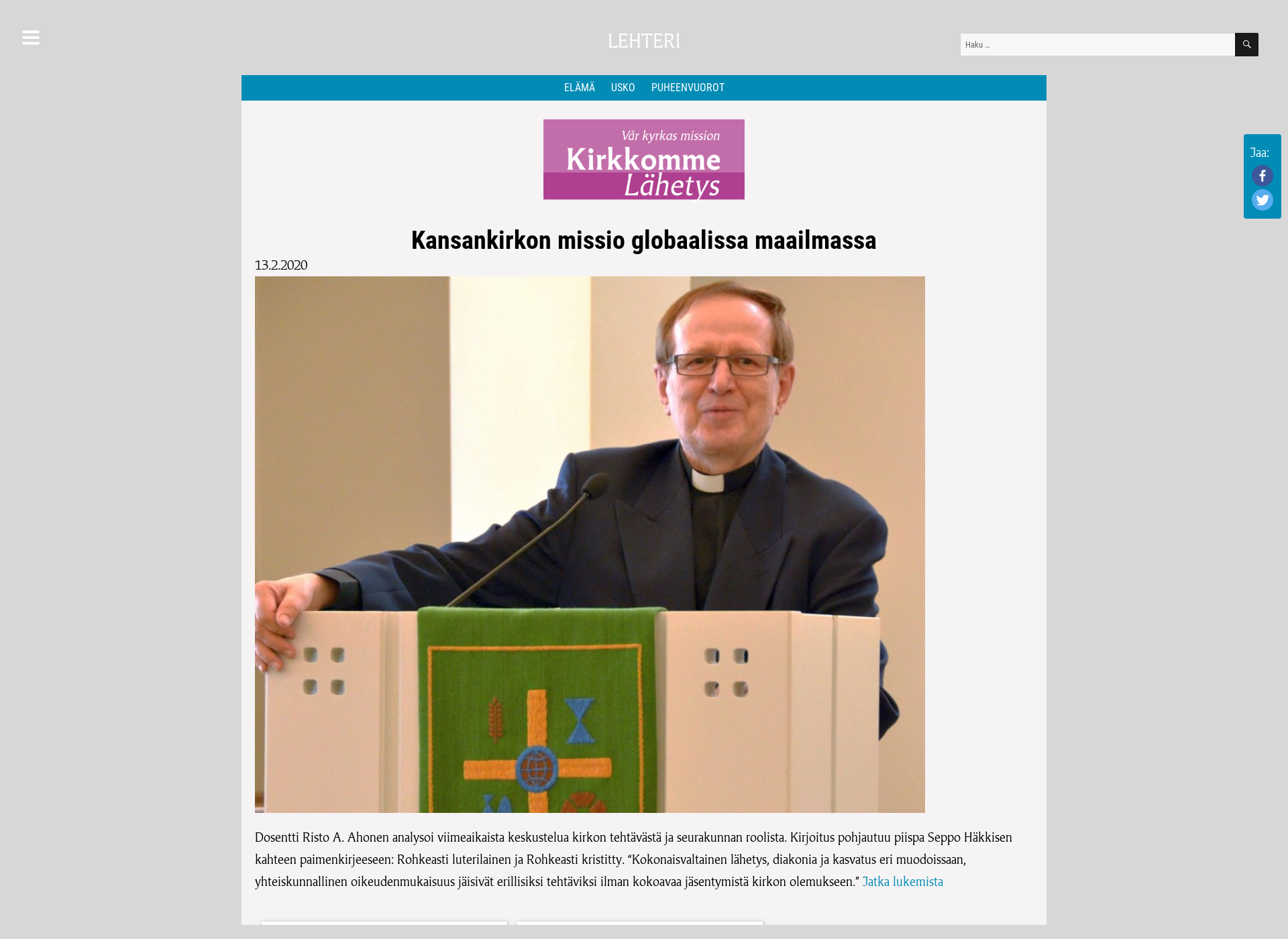 Screenshot for kirkkommelahetys.fi