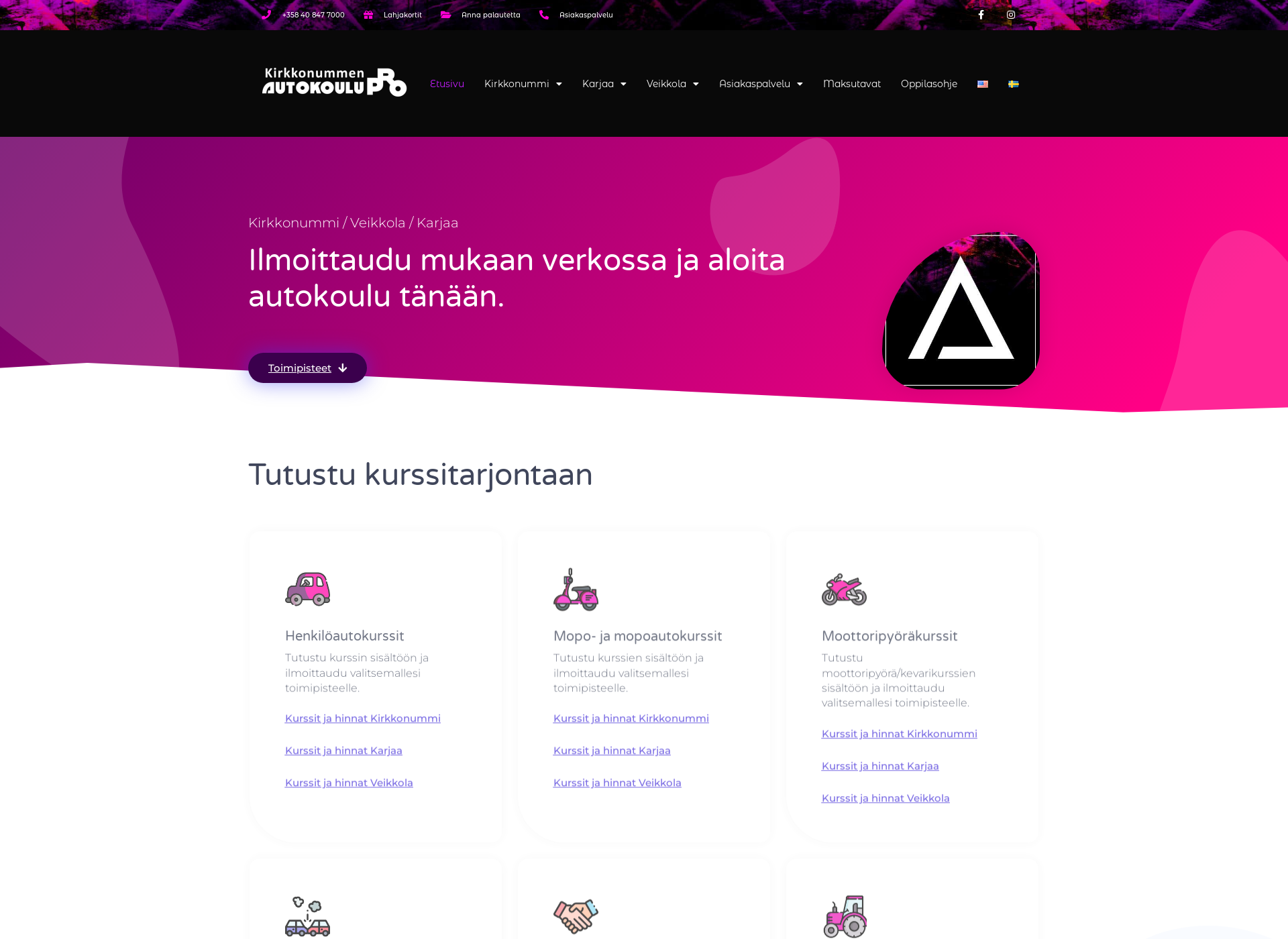 Screenshot for kirkkonummenautokoulu.fi