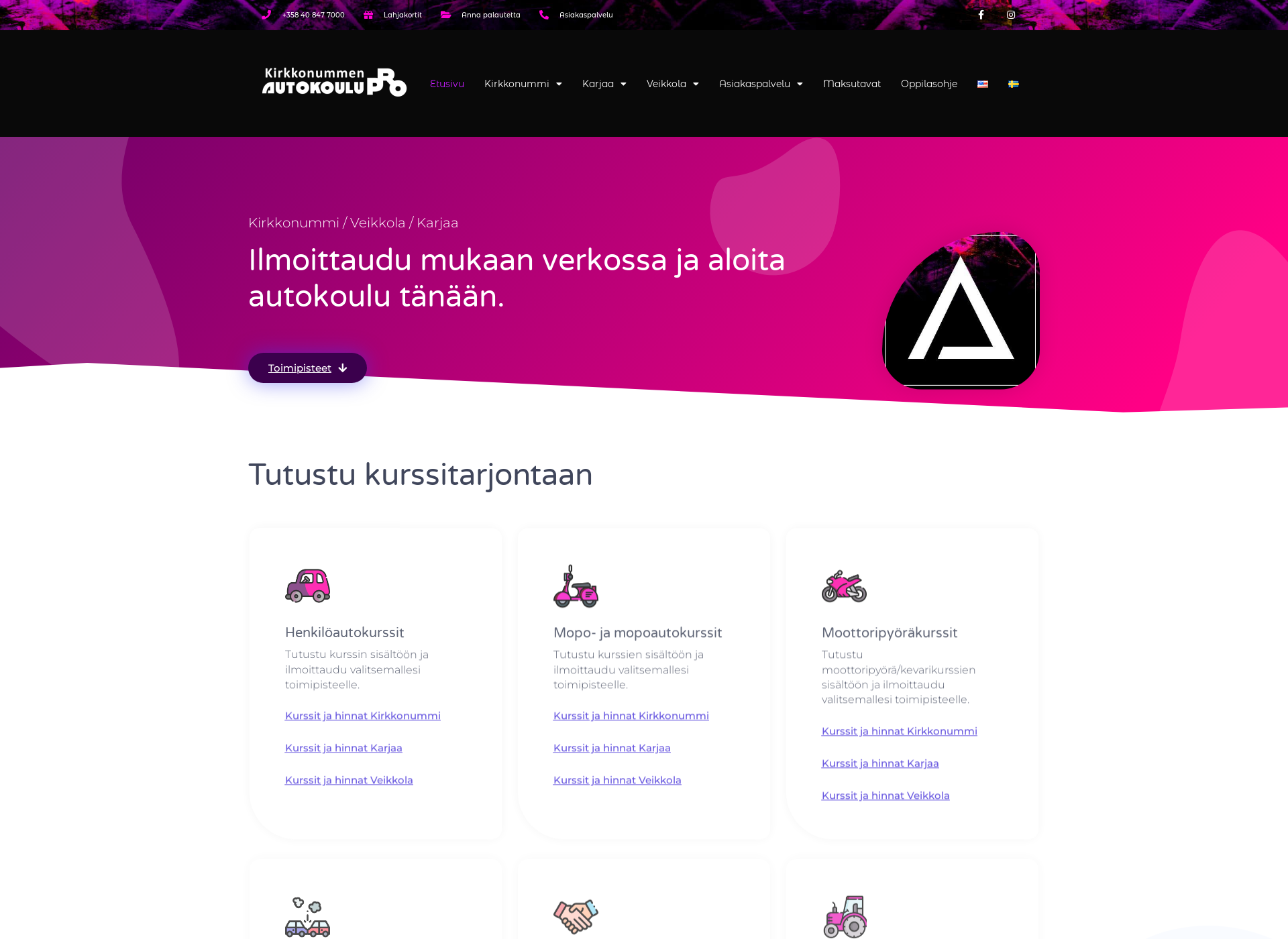 Screenshot for kirkkonummenautokoulupro.fi