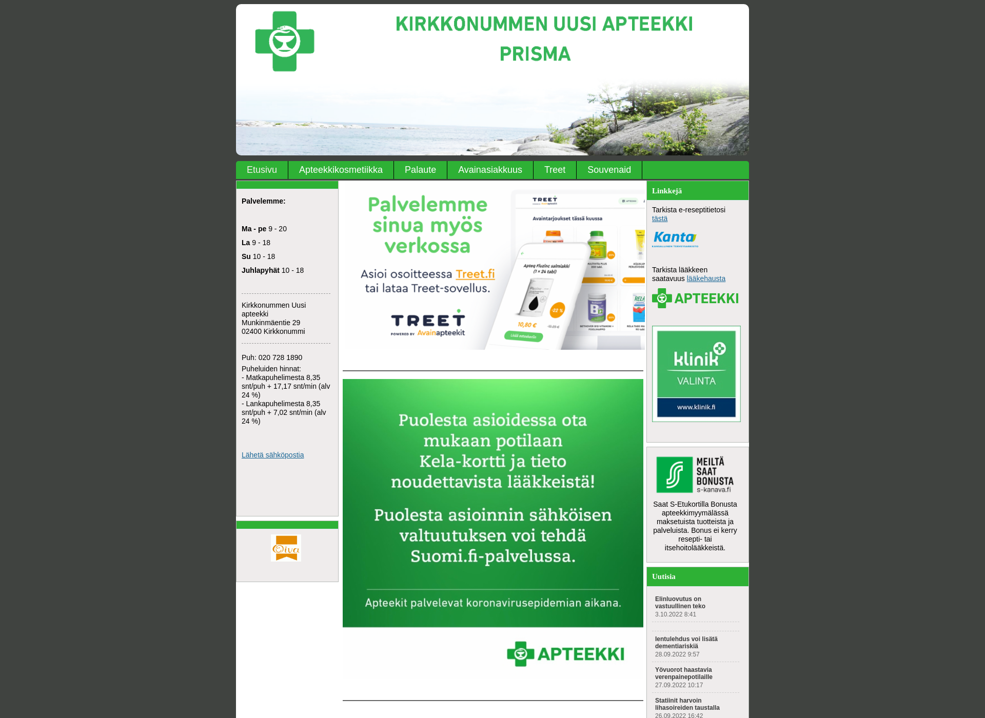 Screenshot for kirkkonummenuusiapteekki.fi