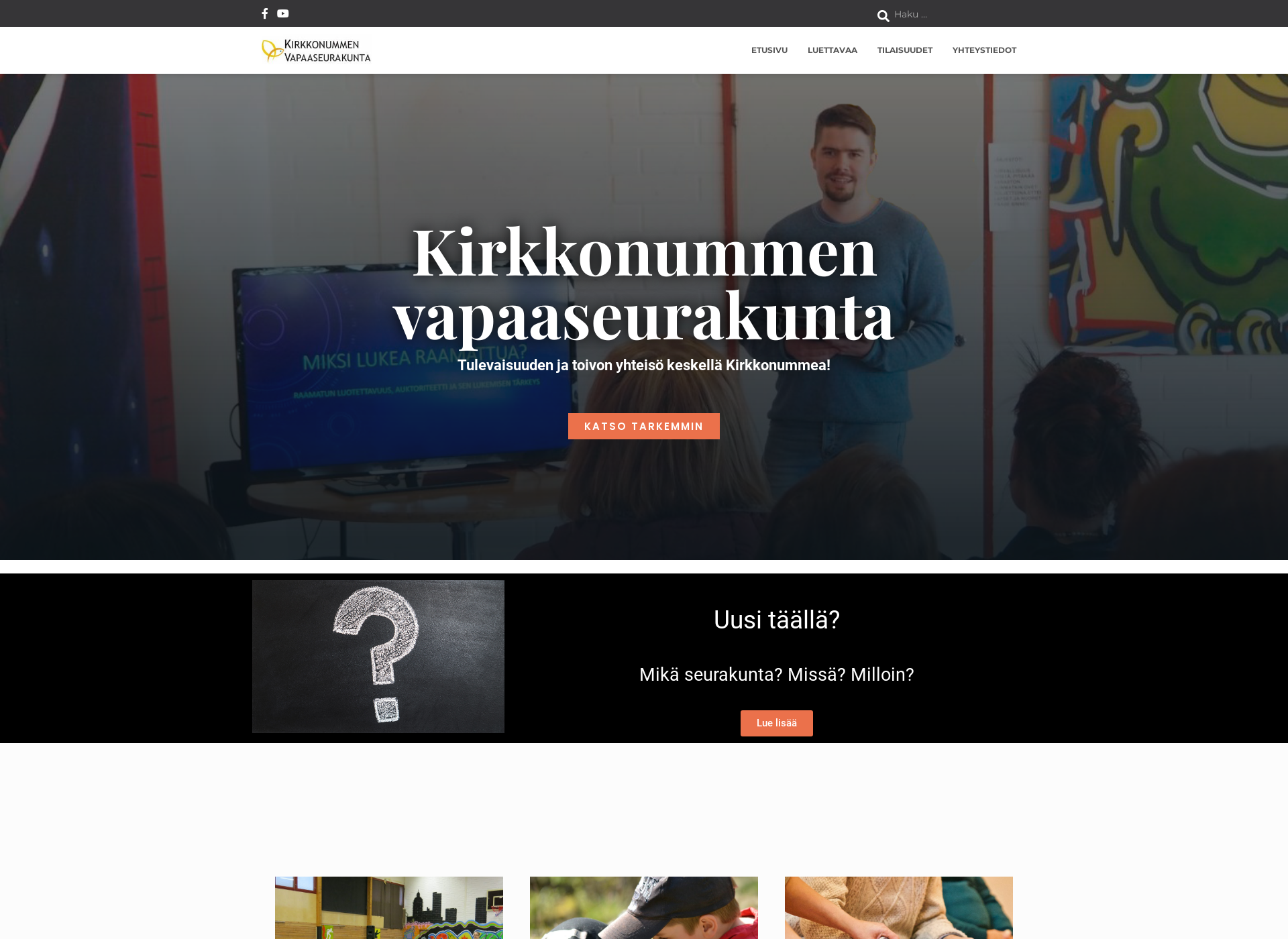 Skärmdump för kirkkonummenvapaaseurakunta.fi