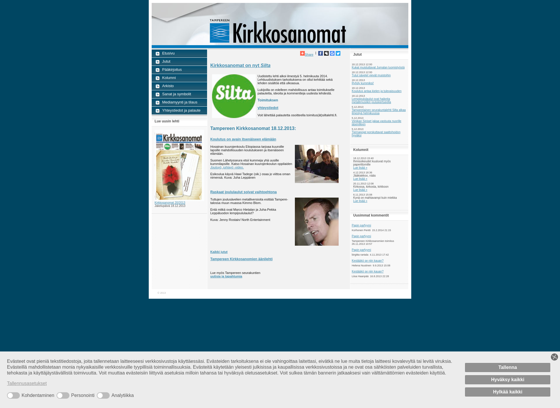 Screenshot for kirkkosanomattampere.fi