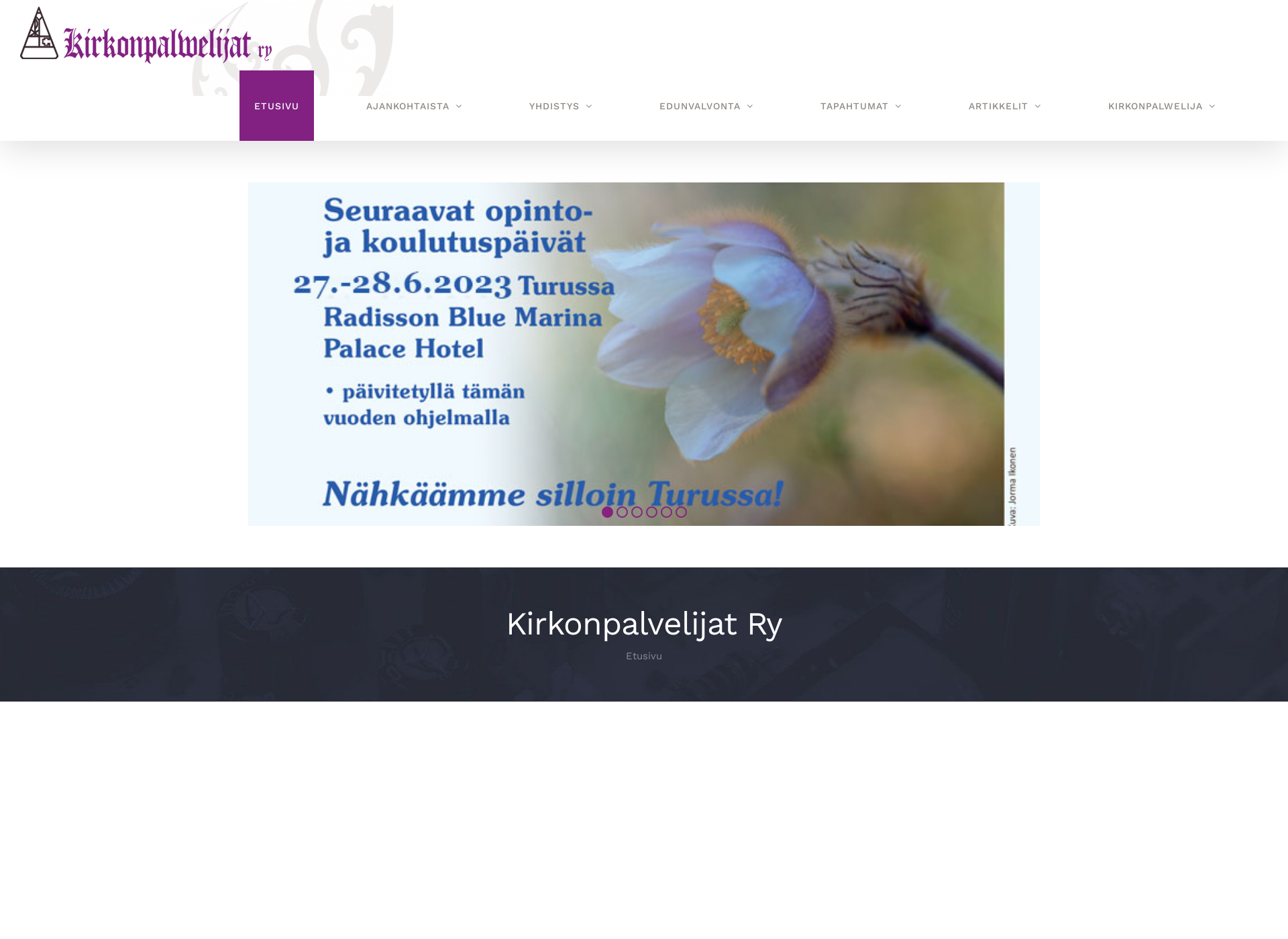 Skärmdump för kirkonpalvelijat.fi
