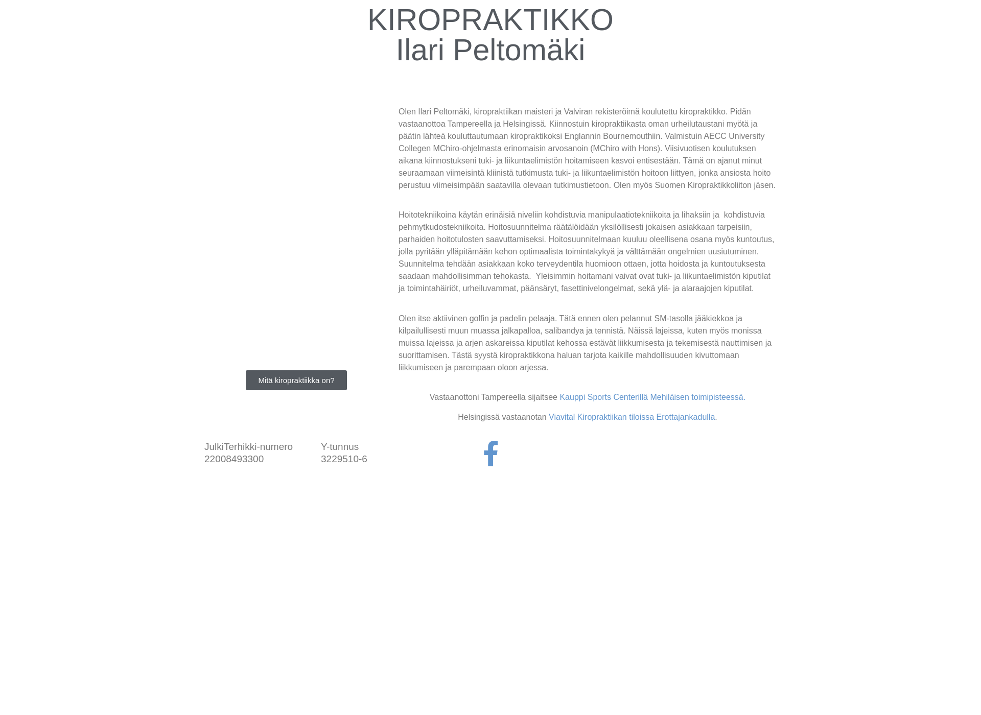 Skärmdump för kiropraktikkoilari.fi