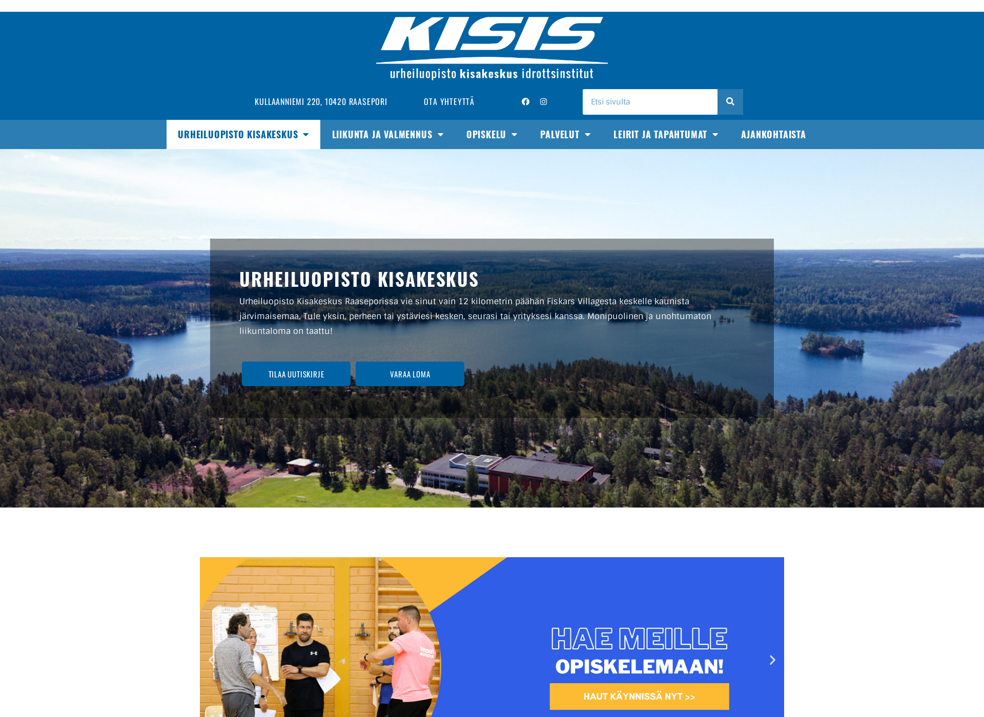 Skärmdump för kisakeskus.fi