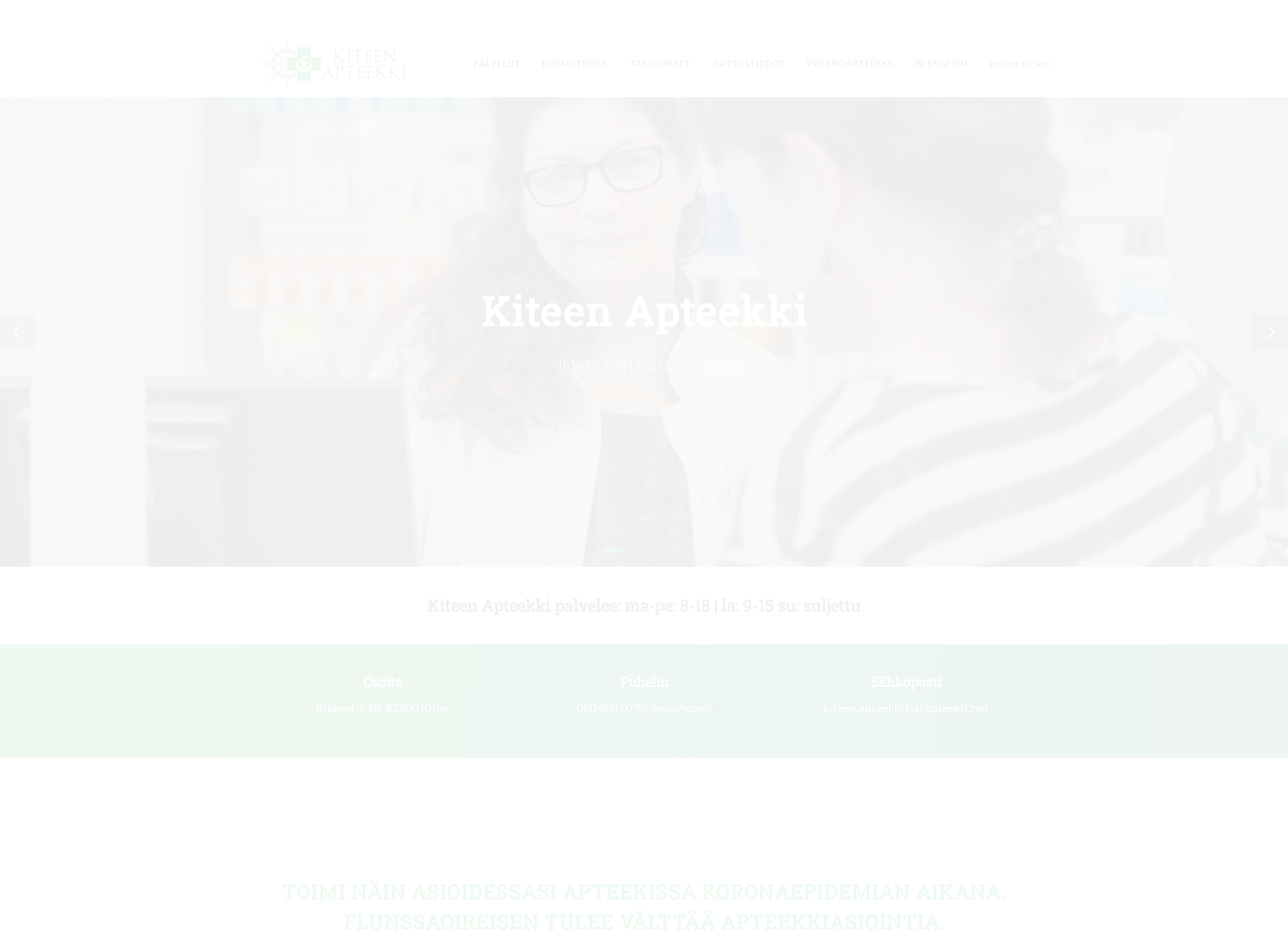 Skärmdump för kiteenapteekki.fi