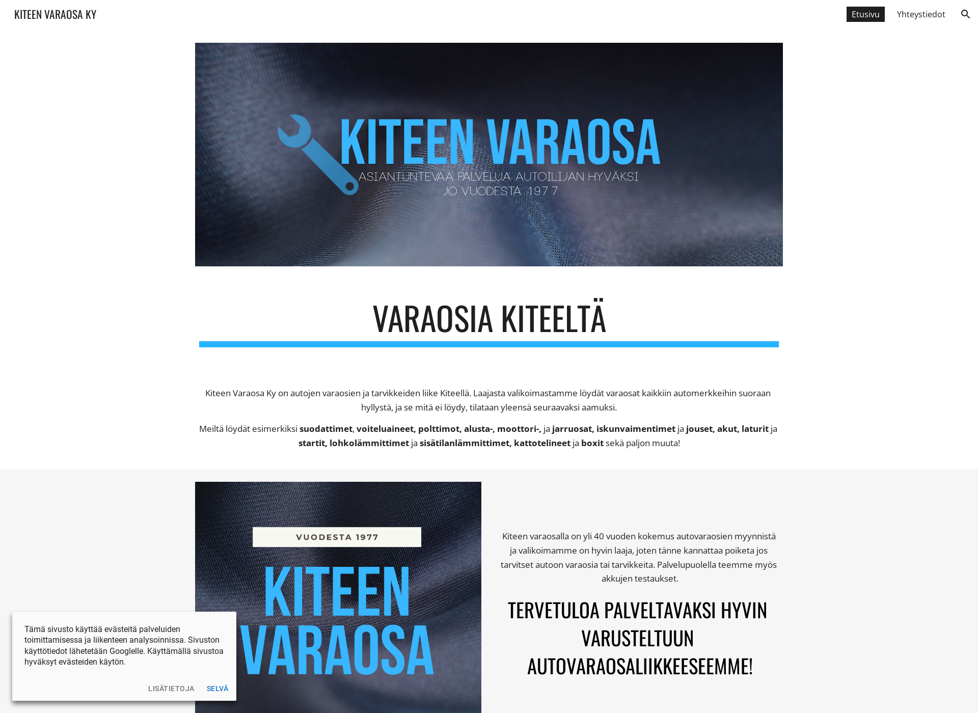 Skärmdump för kiteenvaraosa.fi