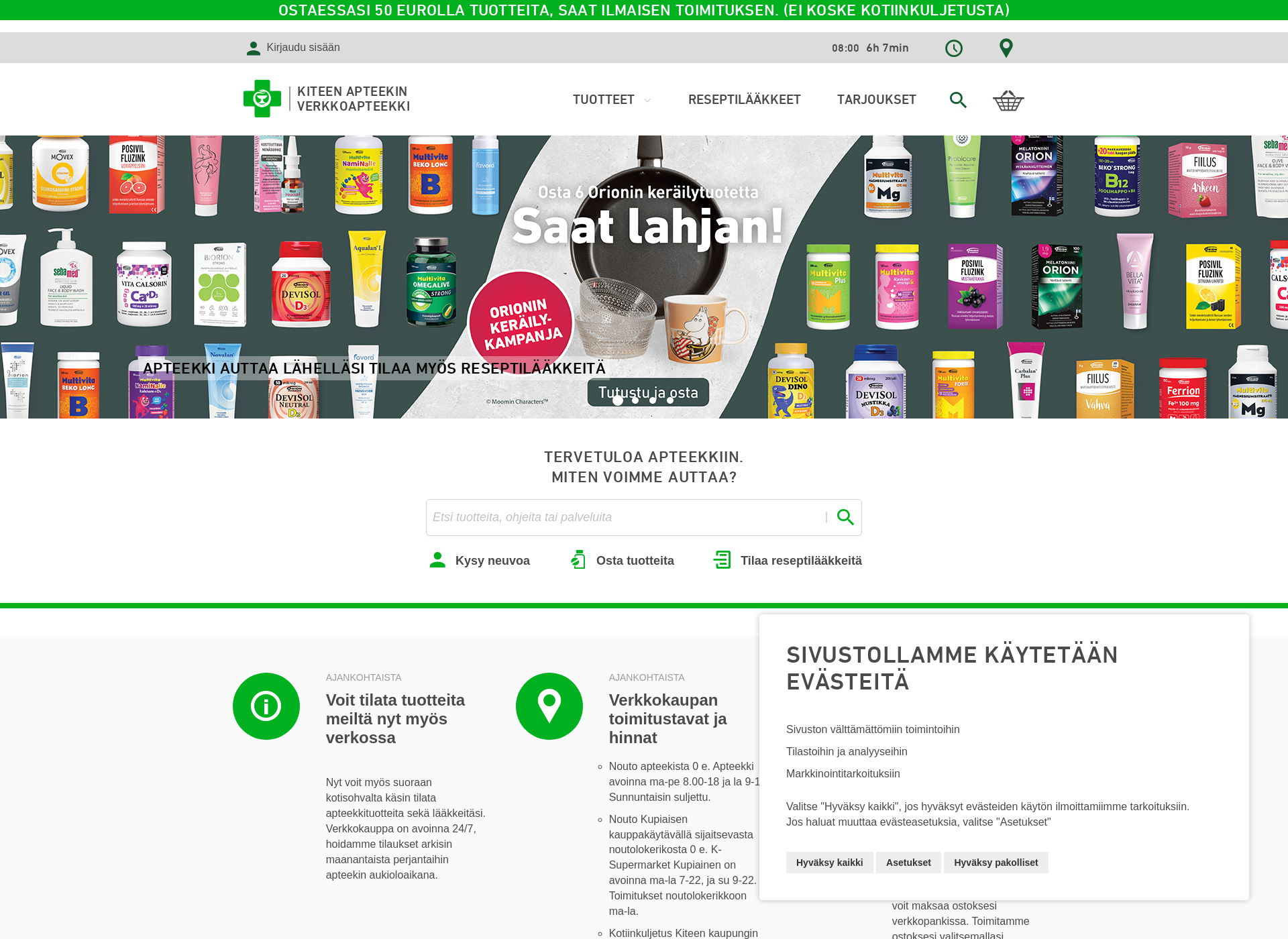 Screenshot for kiteenverkkoapteekki.fi