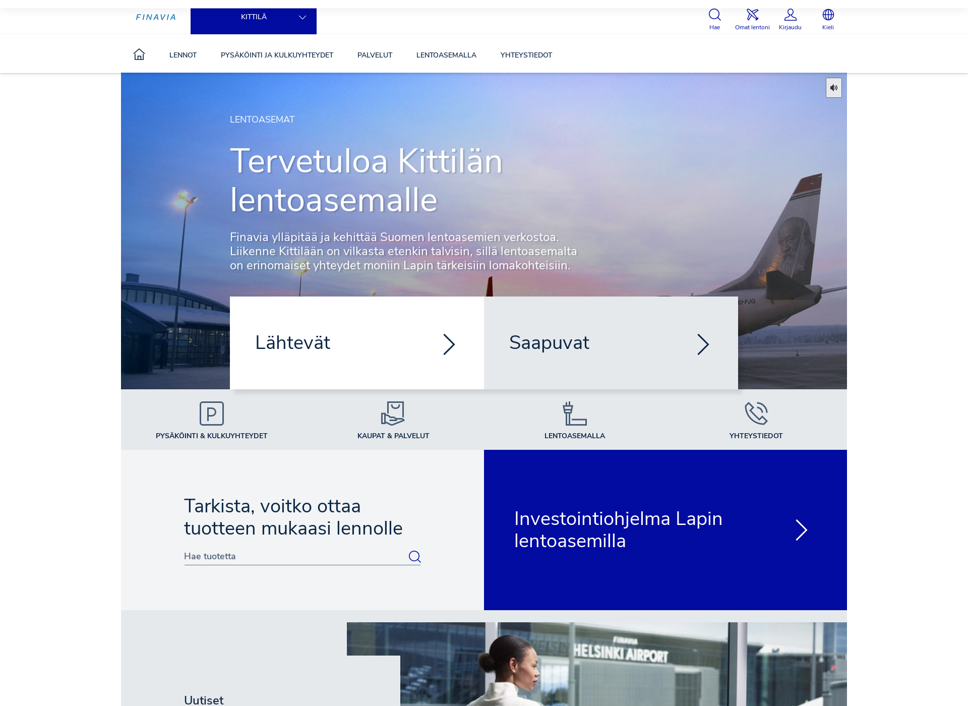 Screenshot for kittilanlentoasema.fi