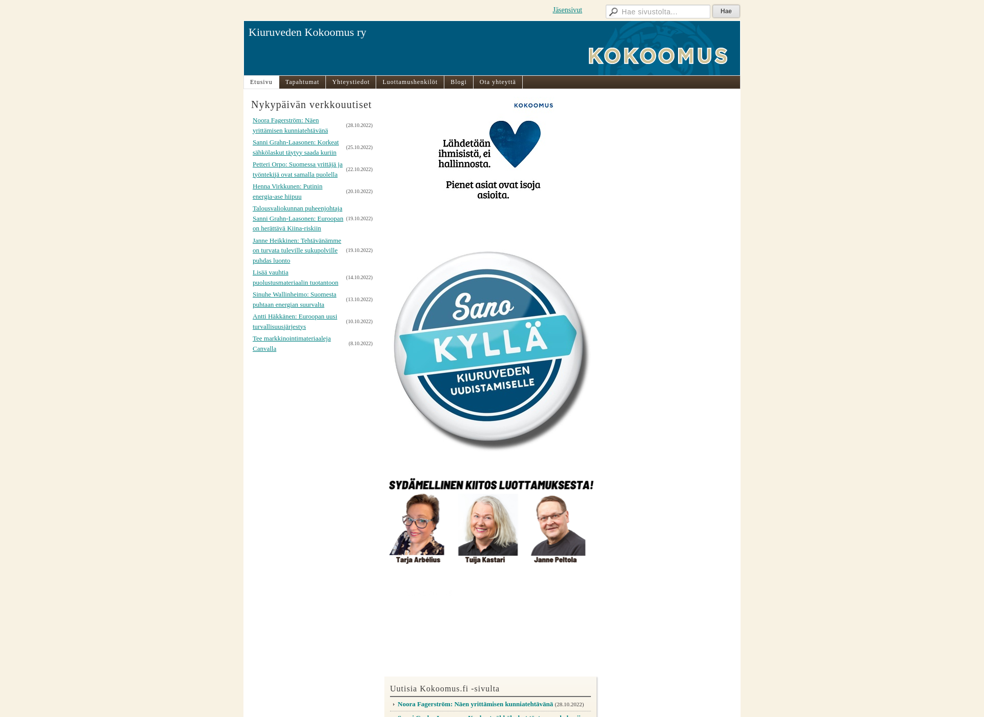 Skärmdump för kiuruvedenkokoomus.fi