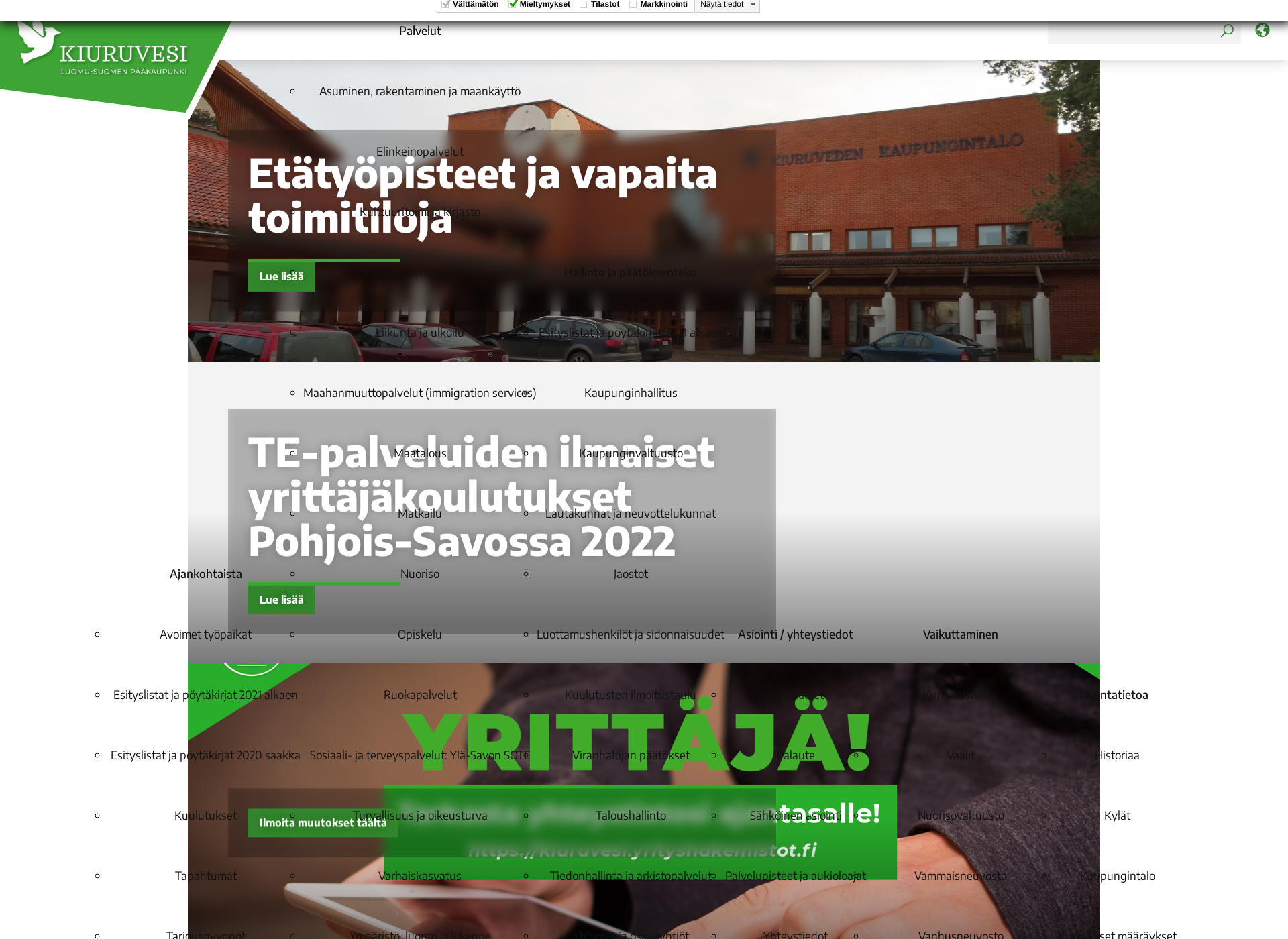 Skärmdump för kiuruvesi.fi